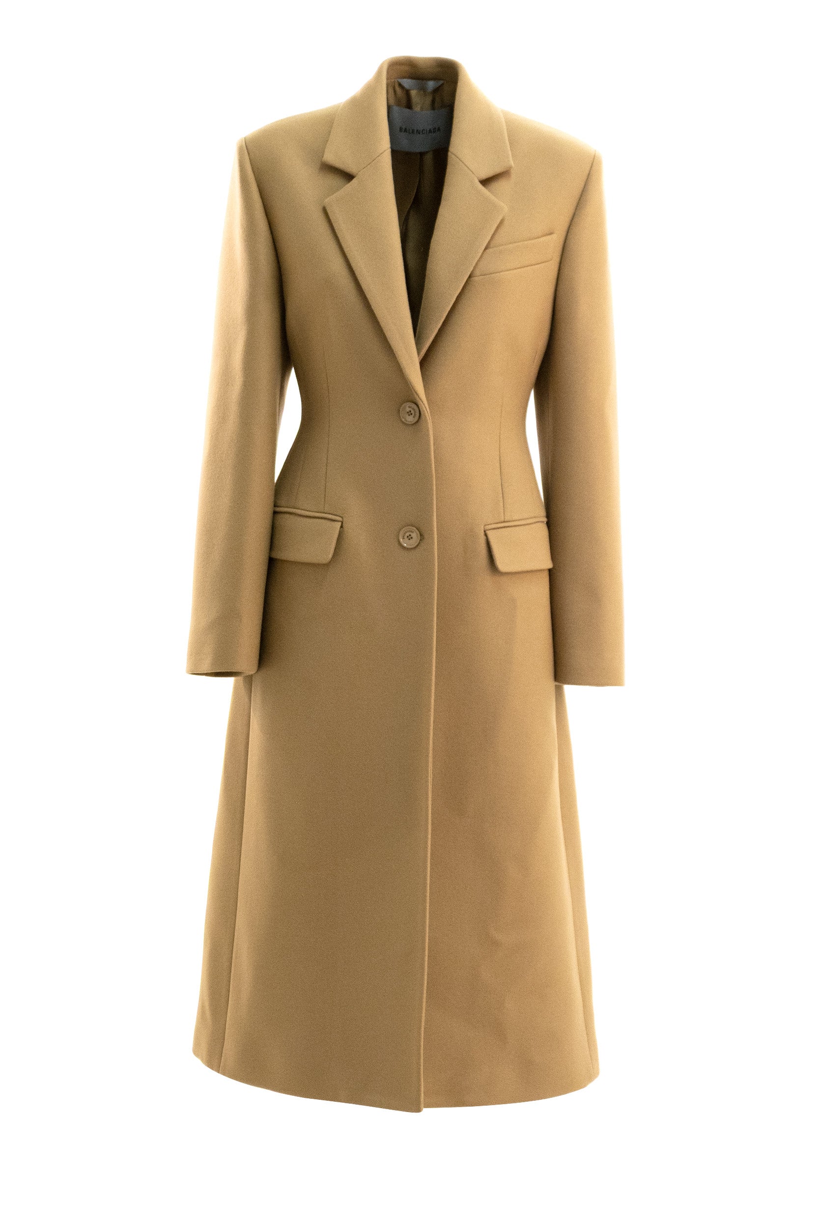 Balenciaga Cappotto monopetto in melton color cammello