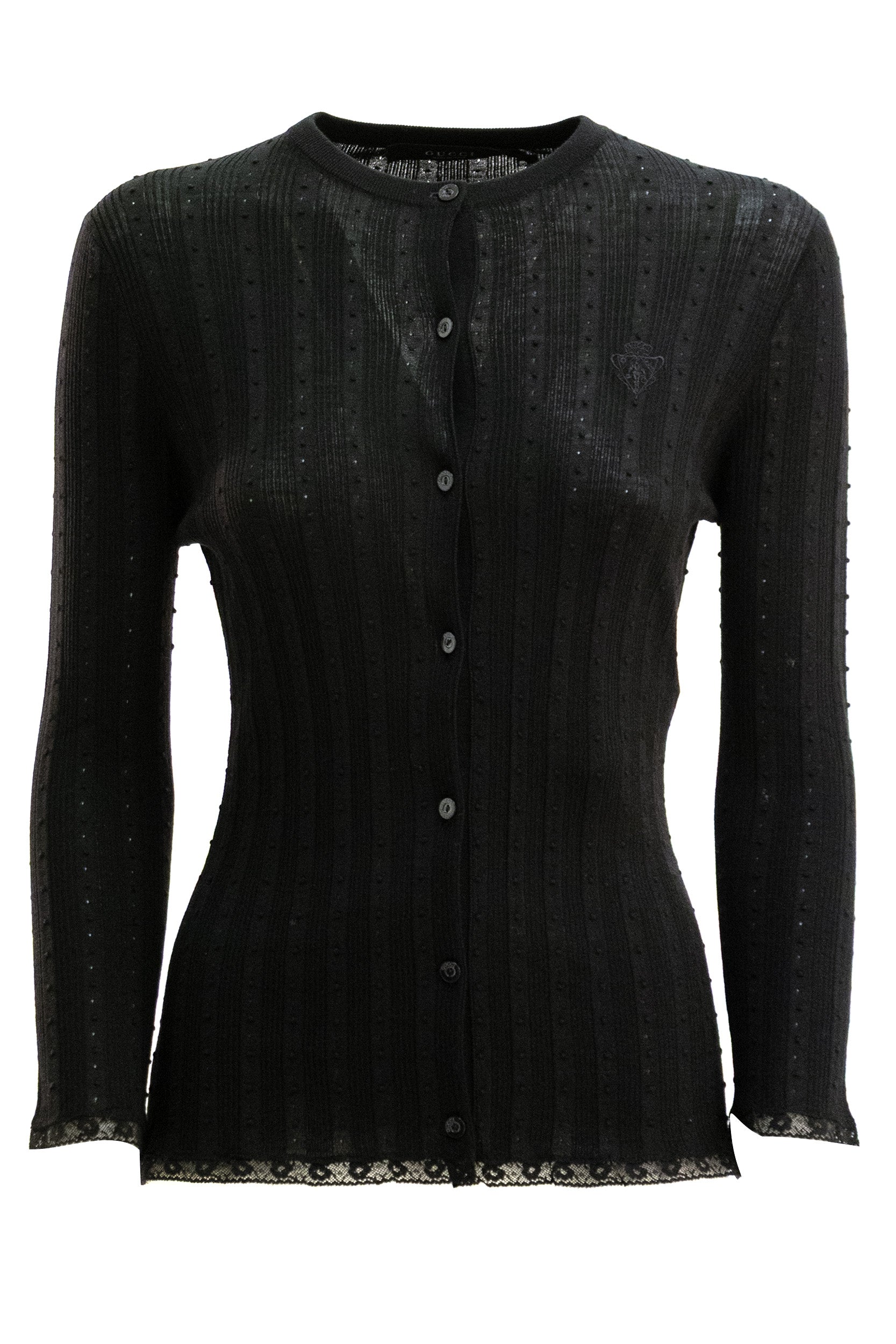 Gucci Cardigan in lana a coste di colore nero