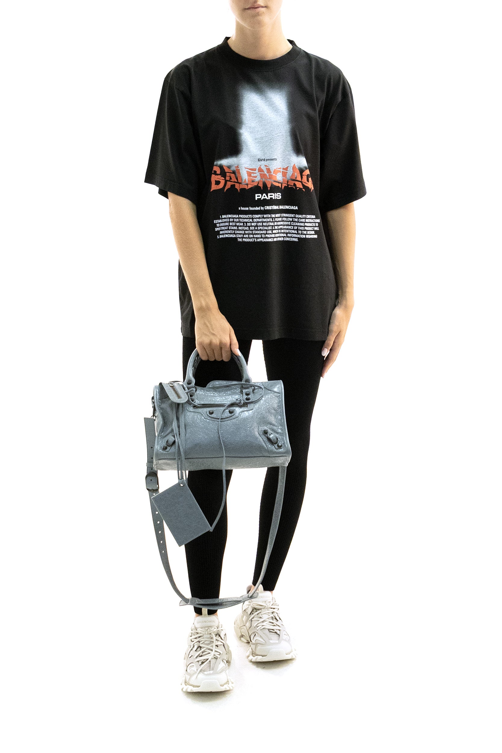 Balenciaga Leggings TechWear in maglia di viscosa a coste di colore nero, view 2