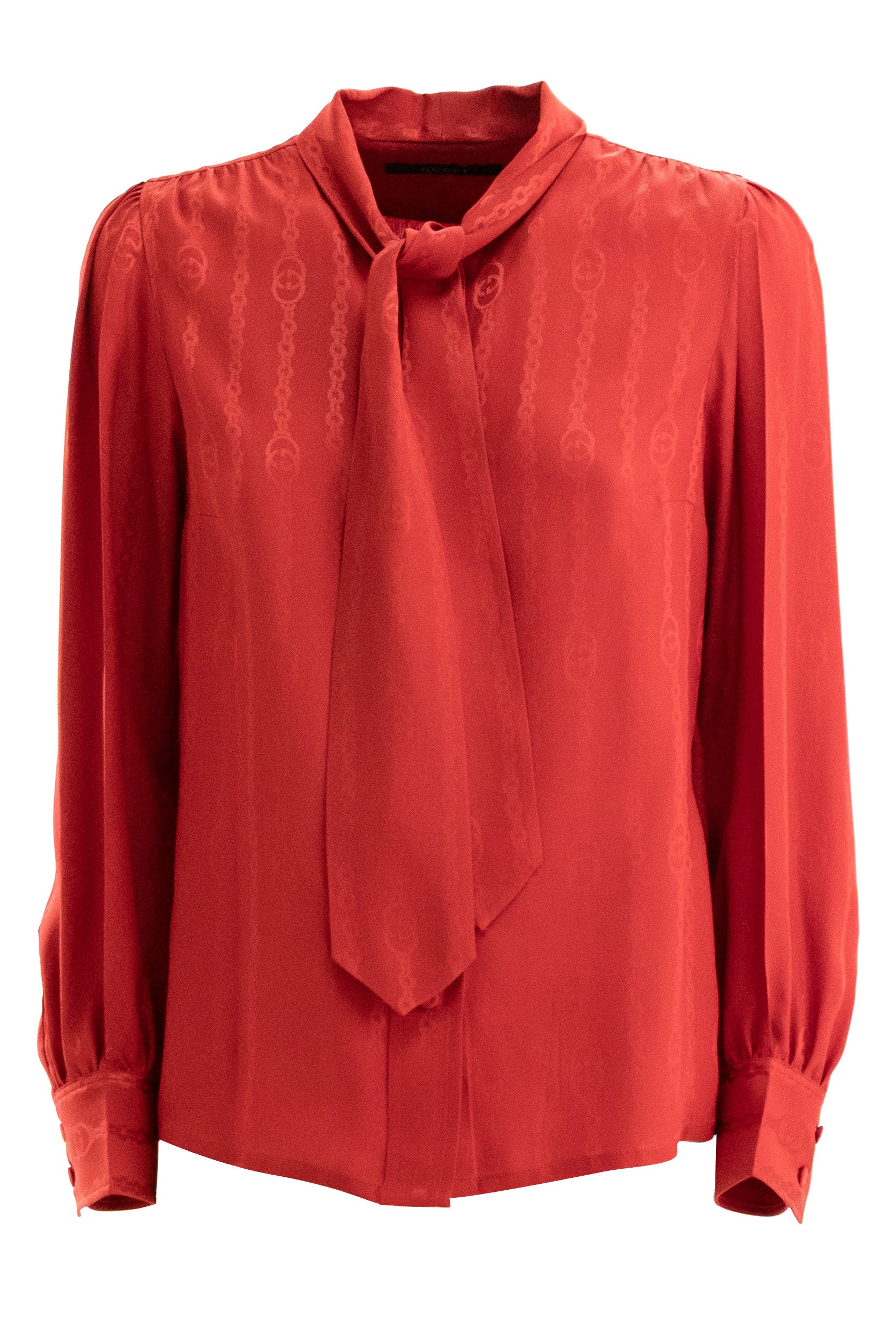 Gucci Camicia in seta jacquard di colore rosso