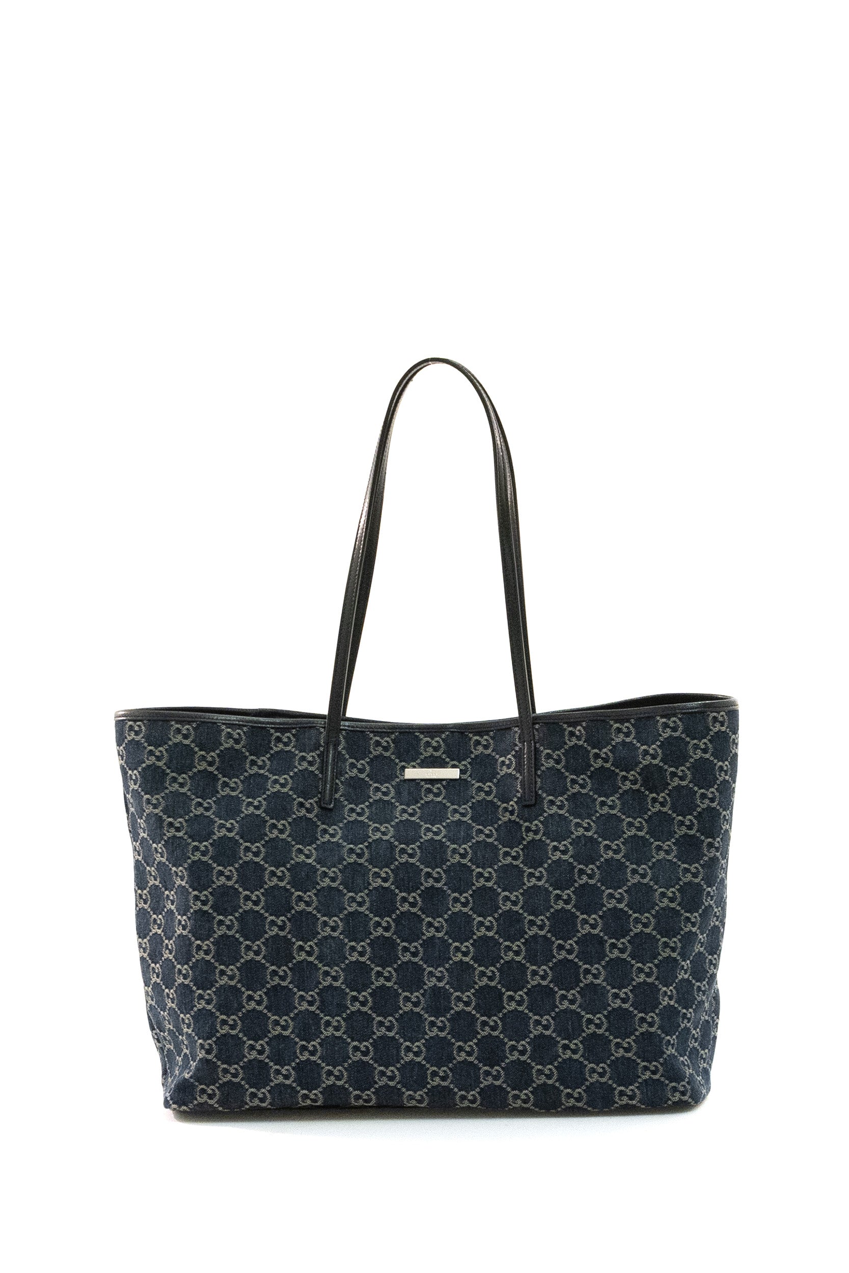Gucci Borsa shopping Tribeca grande in denim GG blu délavé