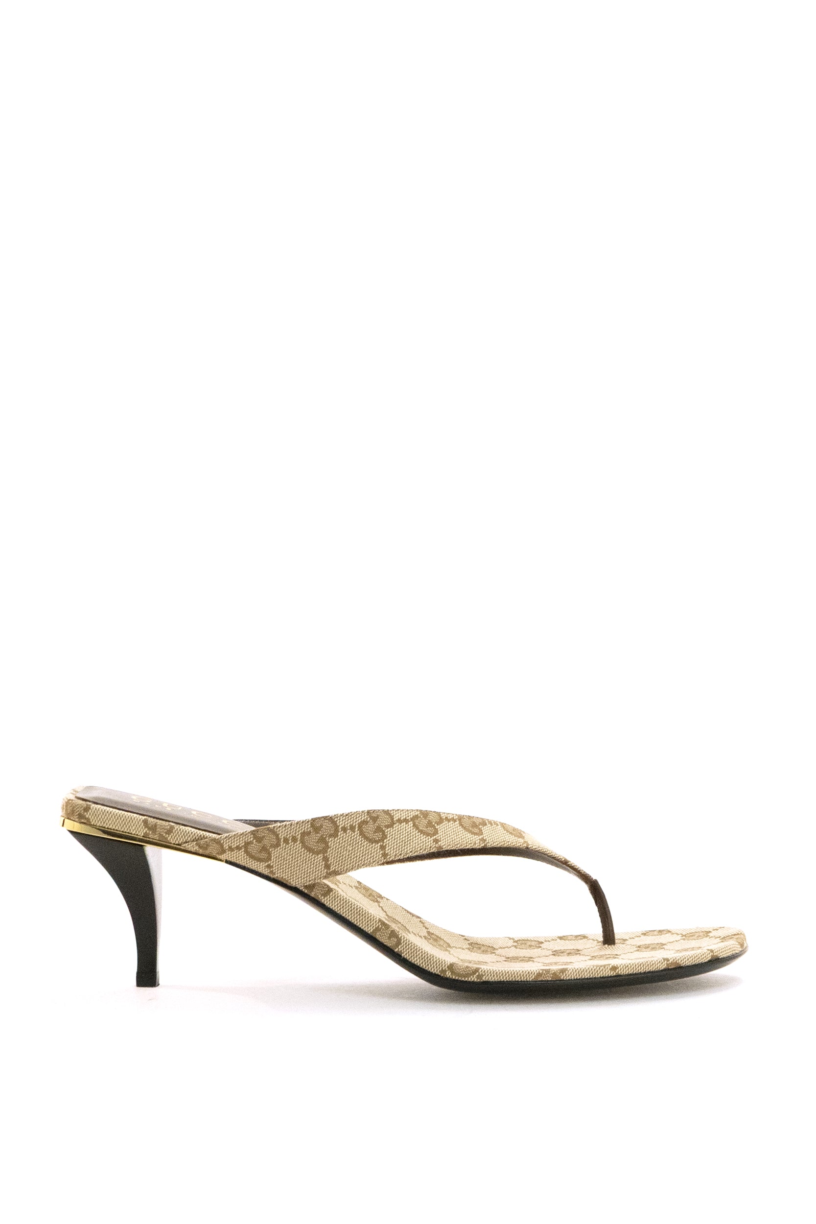 Gucci Sandali infradito Vittoria in tela GG sabbia e marrone