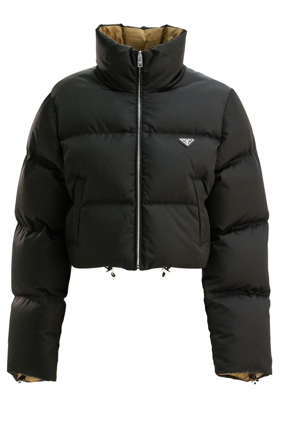 Prada Piumino cropped in Re-Nylon di colore nero