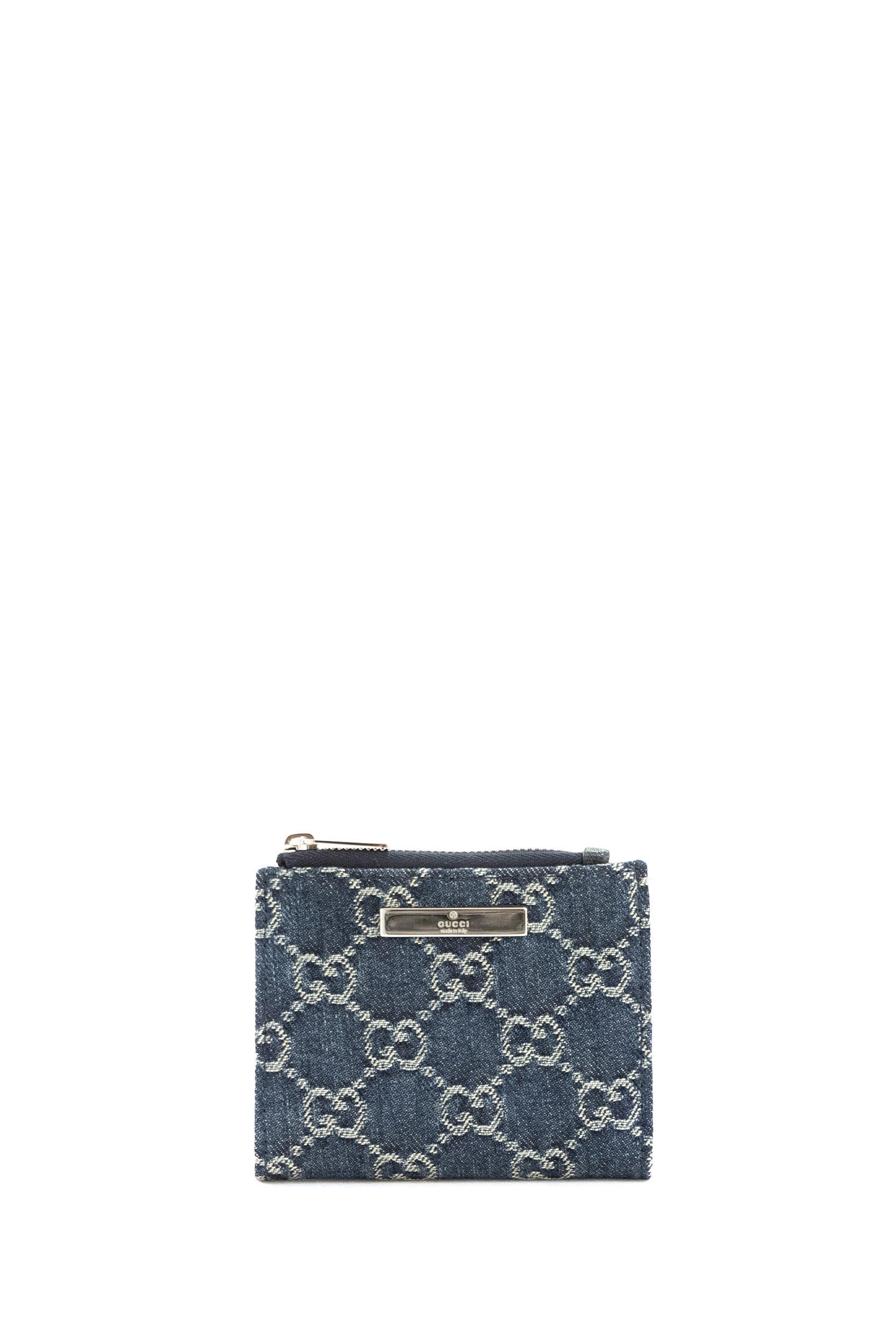 Gucci Portafoglio in denim GG blu scuro effetto délavé