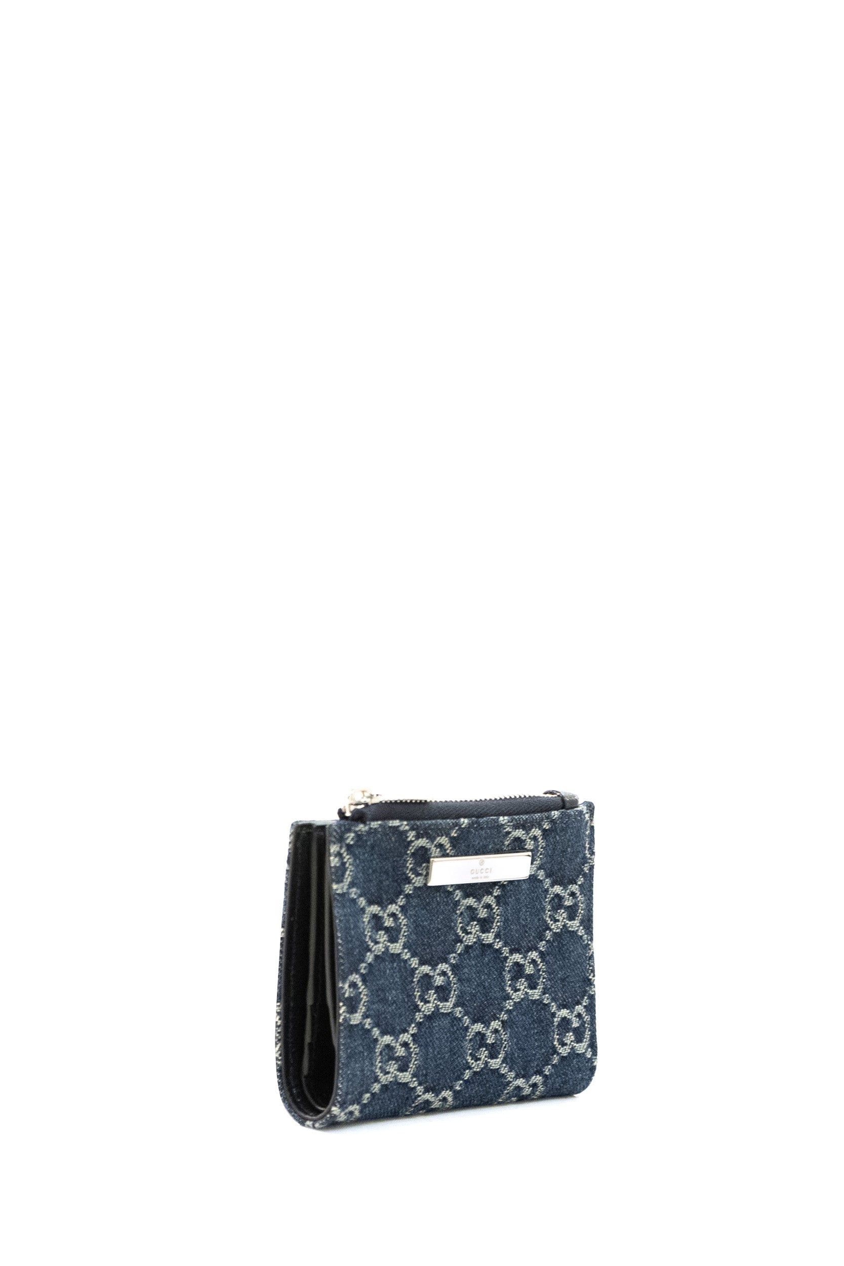 Gucci Portafoglio in denim GG blu scuro effetto délavé, view 2