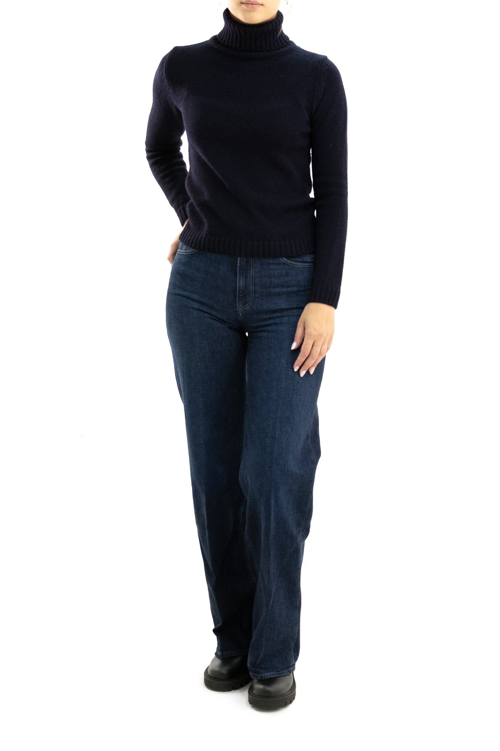 BASE Pullover in lana di colore blu, view 2