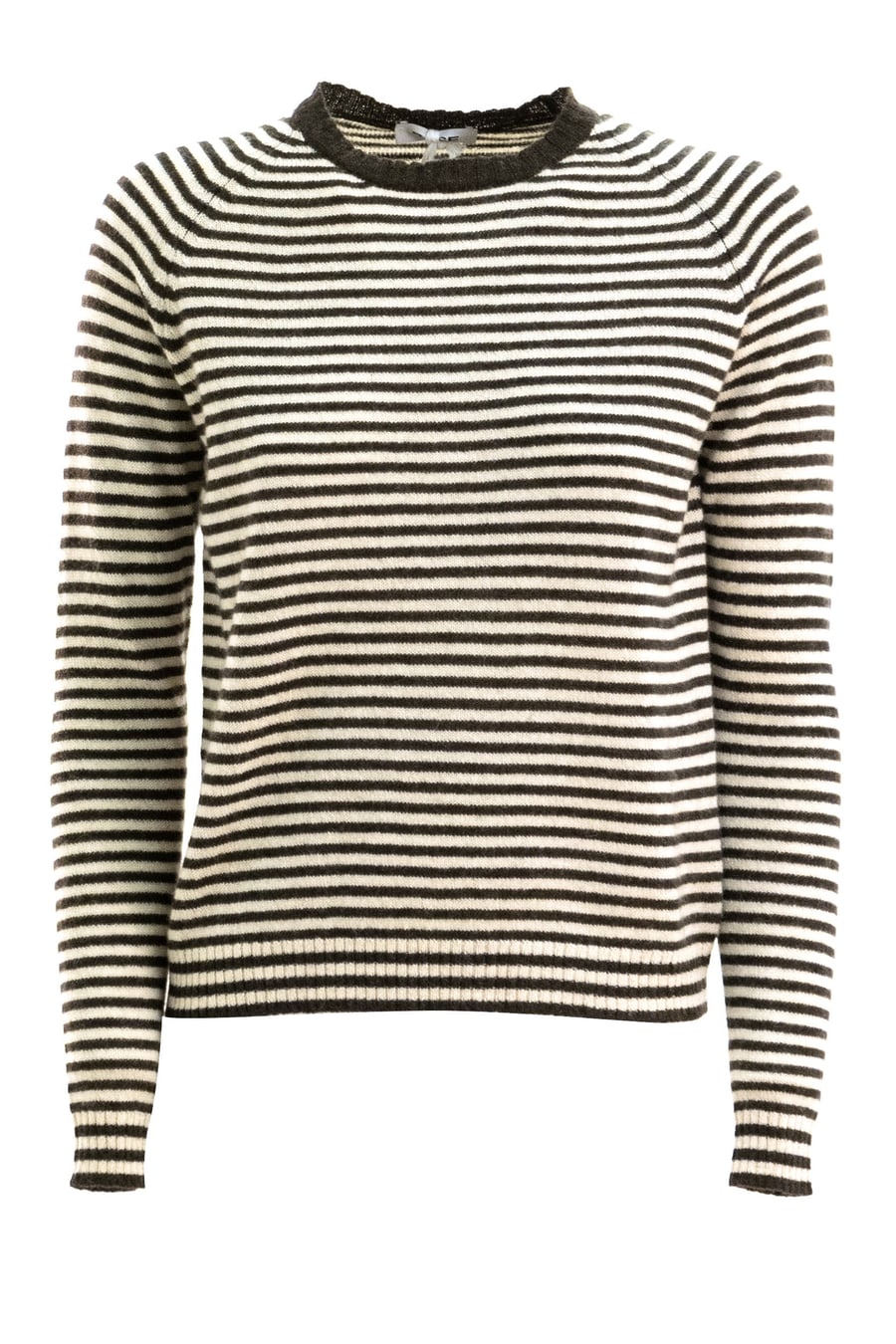 BASE Pullover in lana e cashmere a righe di colore beige e marrone