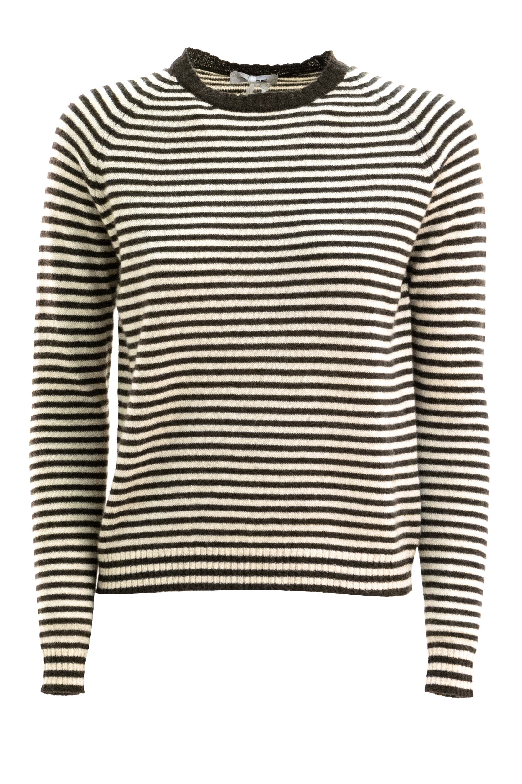 BASE Pullover in lana e cashmere a righe di colore beige e marrone