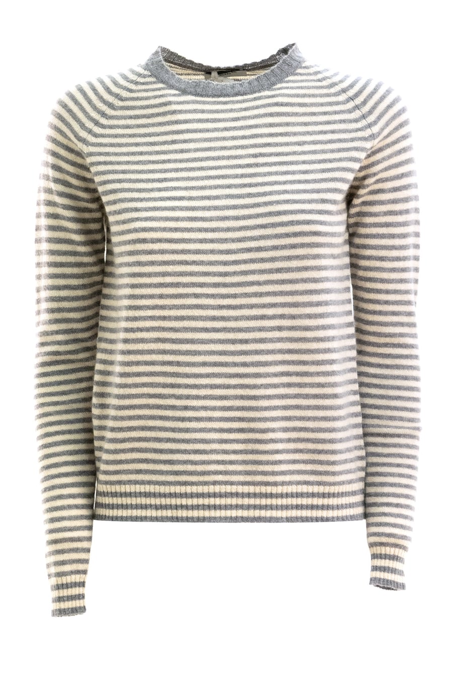 BASE Pullover in lana e cashmere a righe di colore beige e grigio