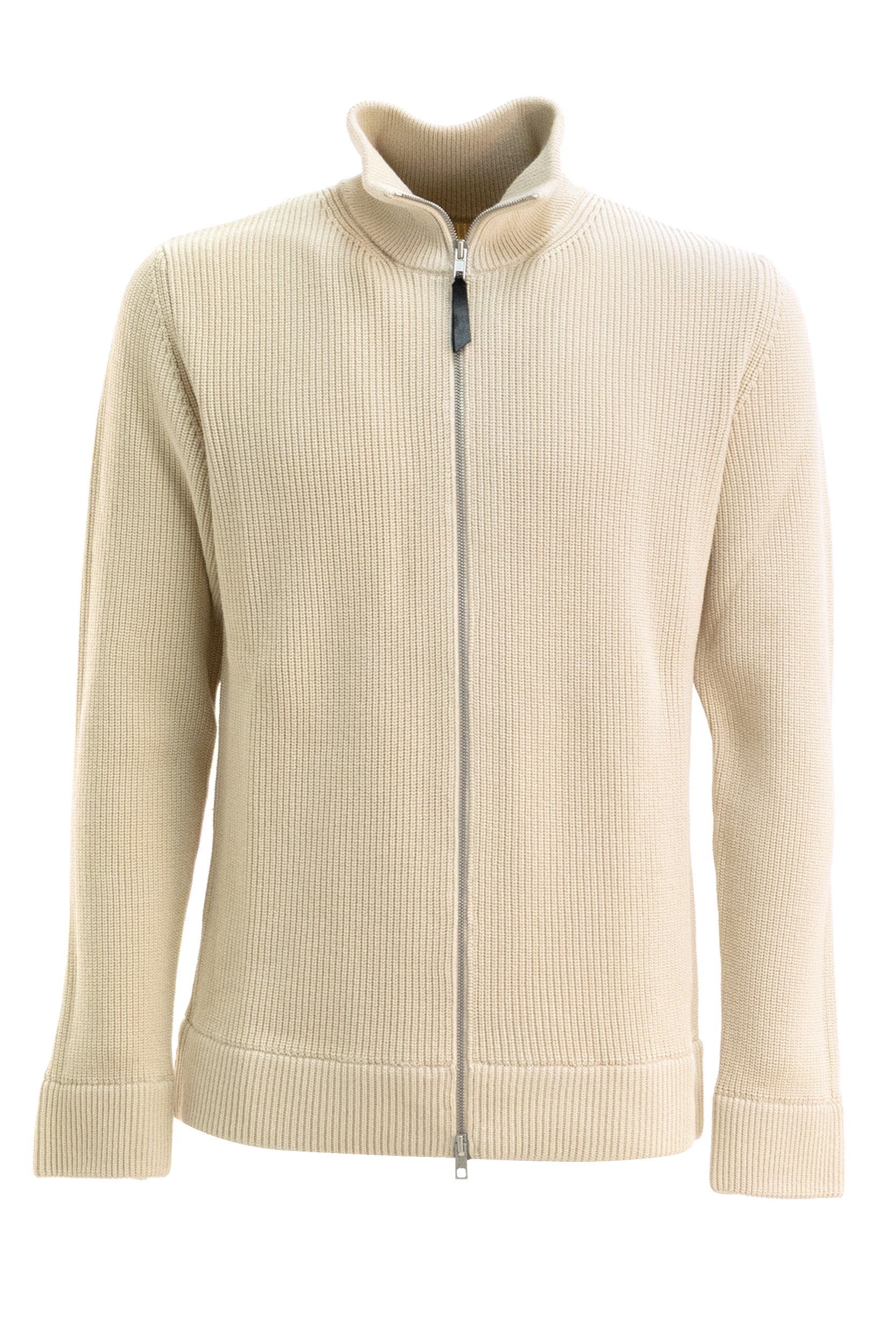 Maison Margiela Cardigan in lana e cotone a coste di colore beige