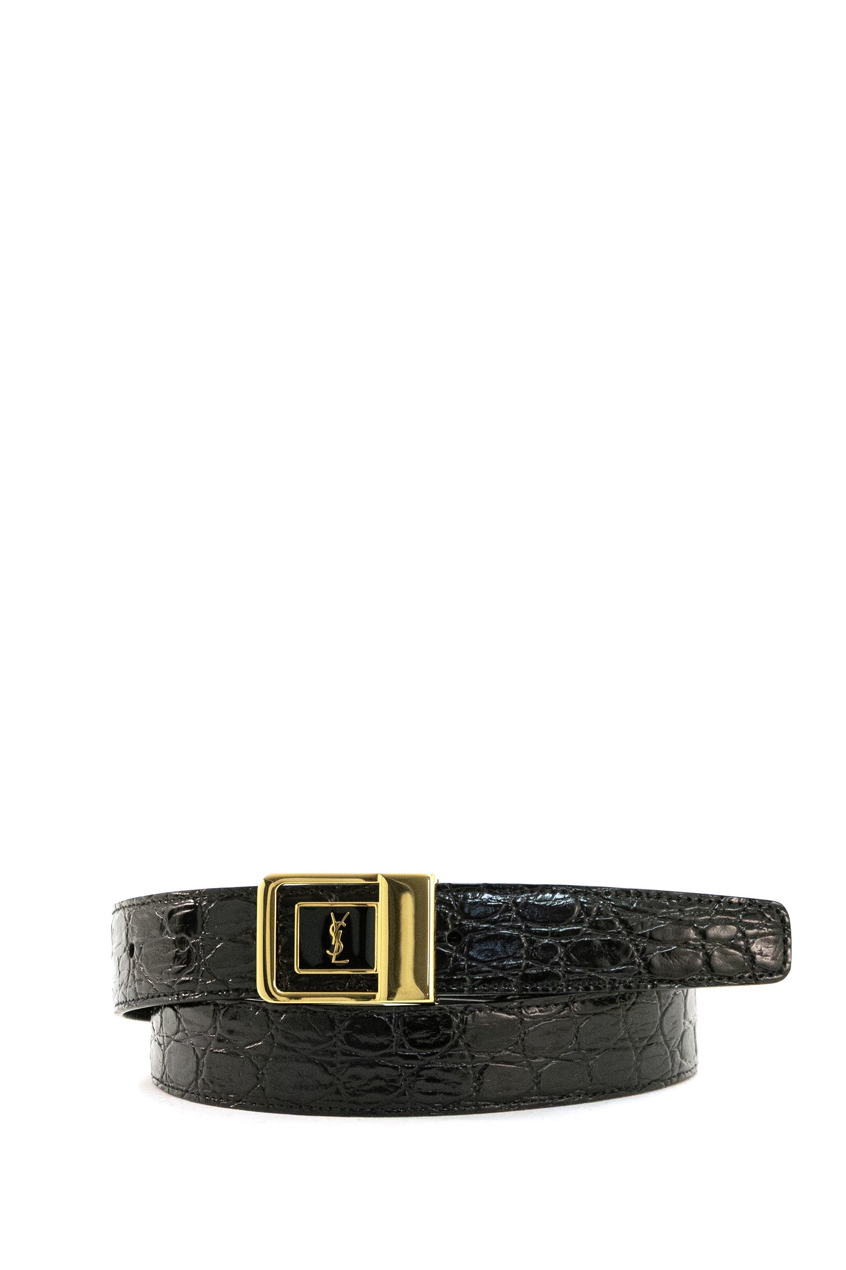 Saint Laurent Cintura La 66 in pelle stampa cocco di colore nero