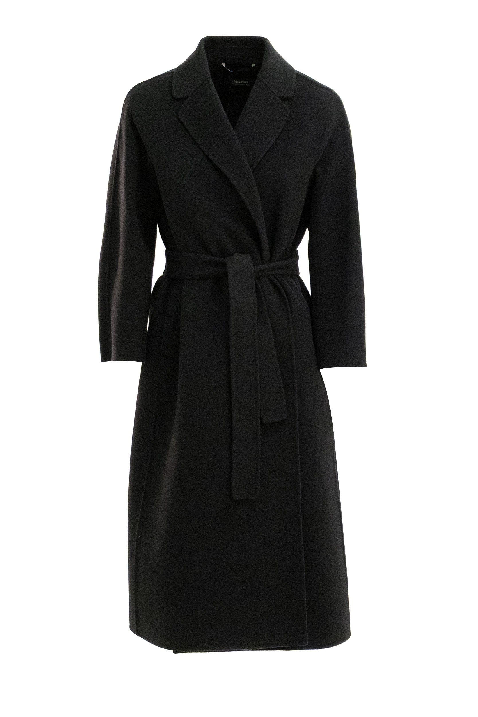 Max Mara Cappotto a vestaglia realizzato in lana doublé colore nero