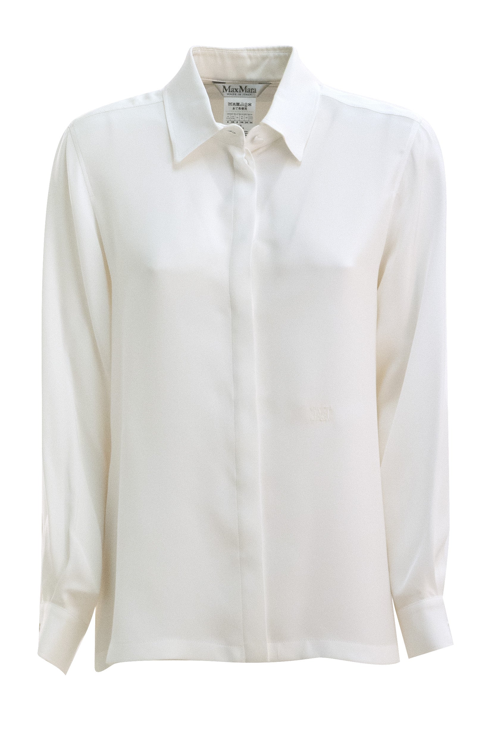 Max Mara Camicia in crêpe de Chine di seta di colore bianco
