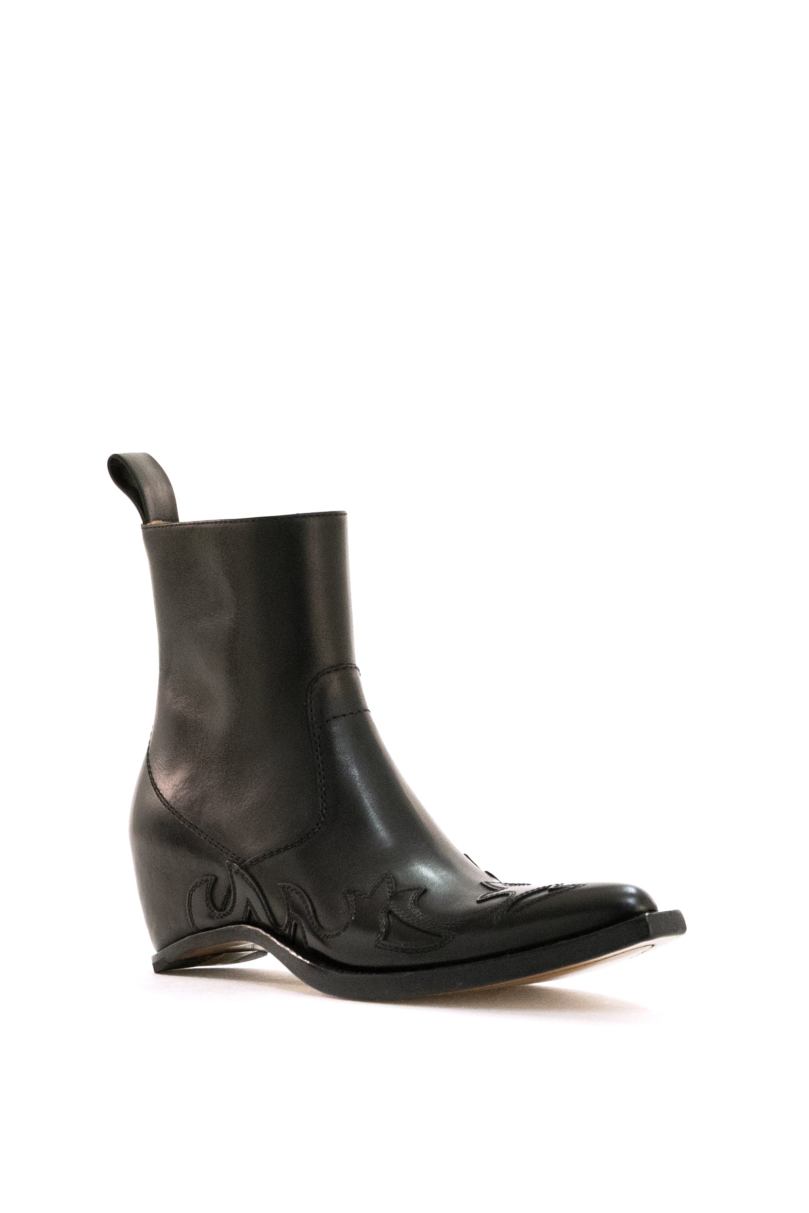 Maison Margiela Stivali texani Heel-Less in pelle di colore nero, view 2