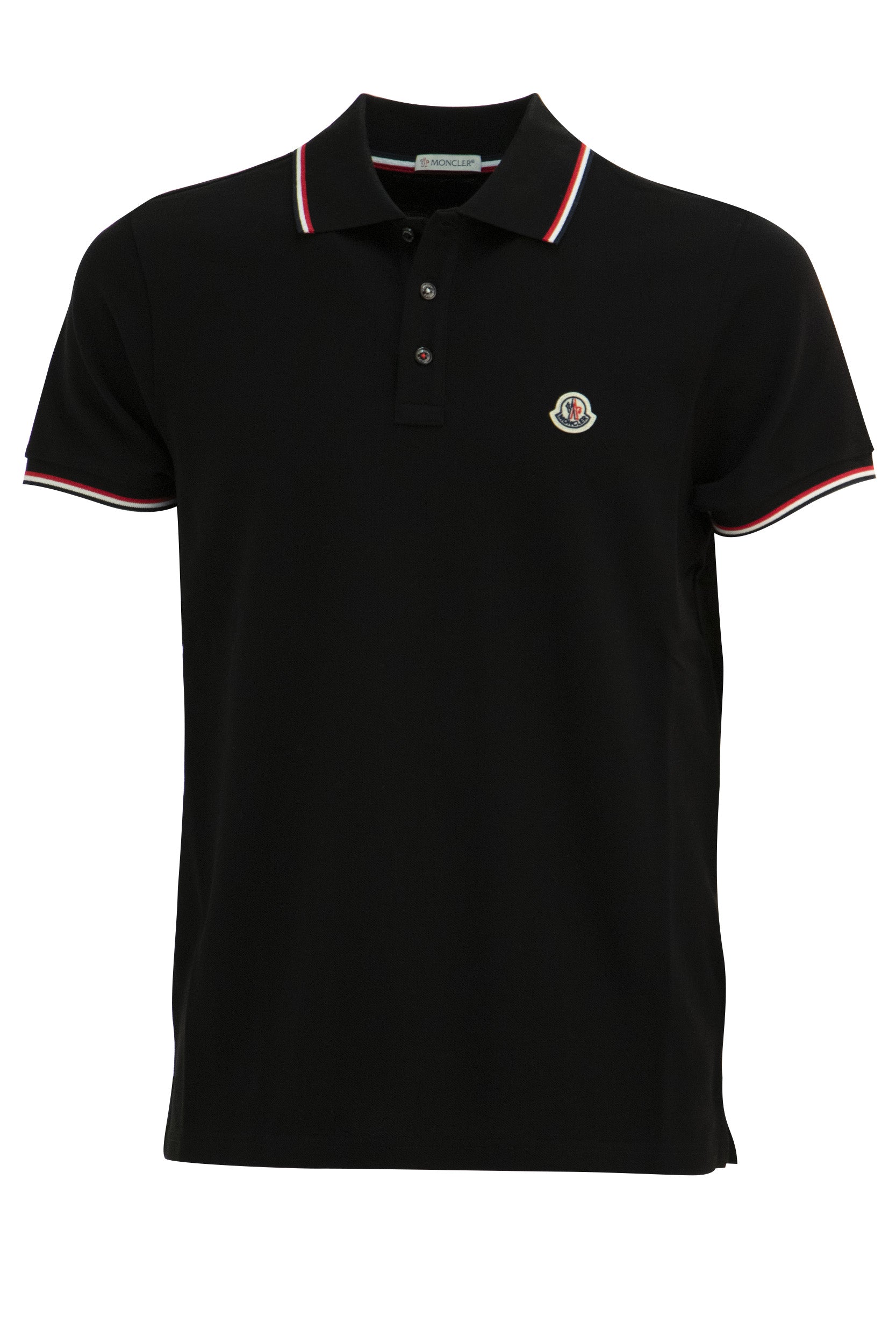 Moncler Polo in piqué di cotone di colore nero