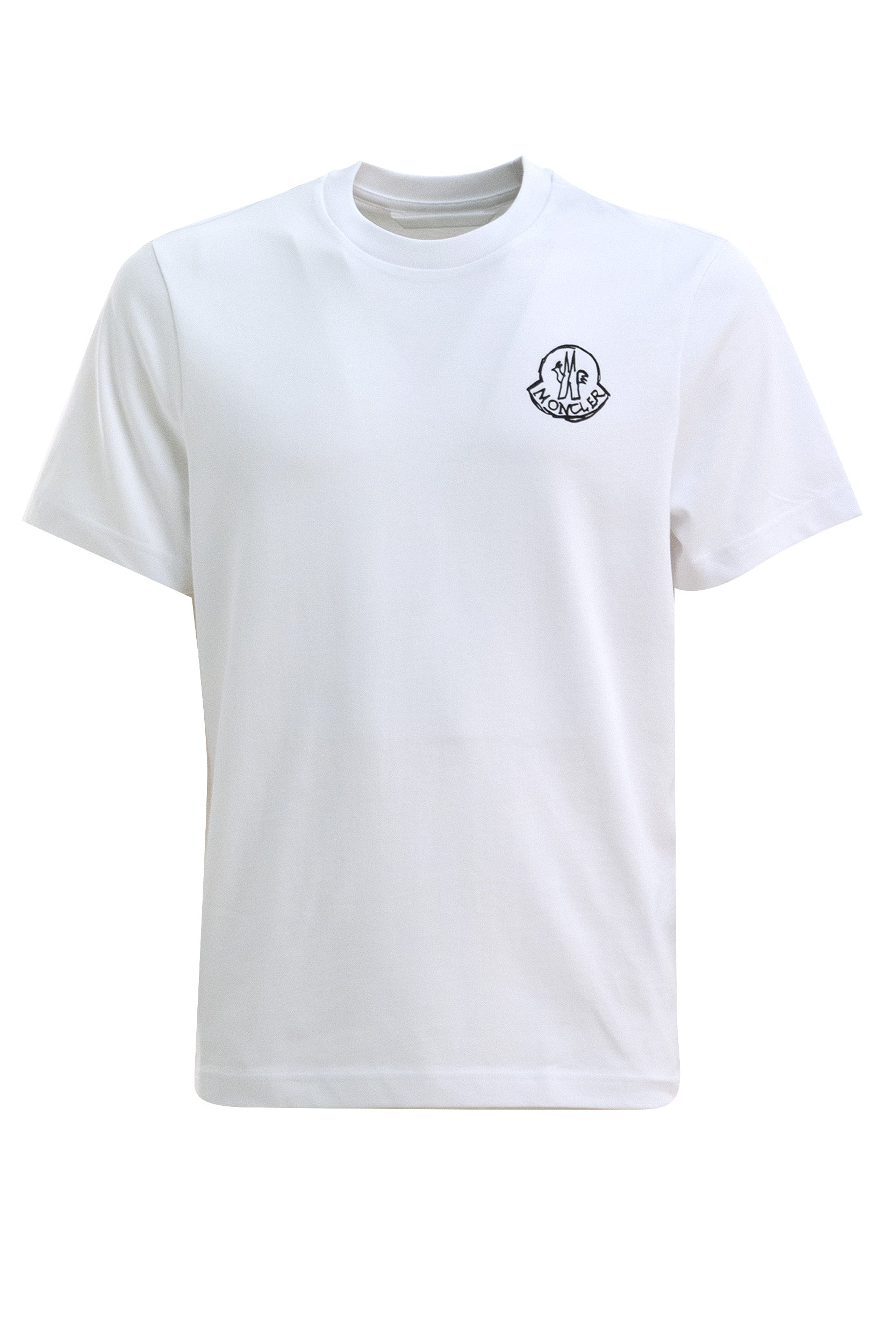 Moncler T-shirt in jersey di cotone di colore bianco