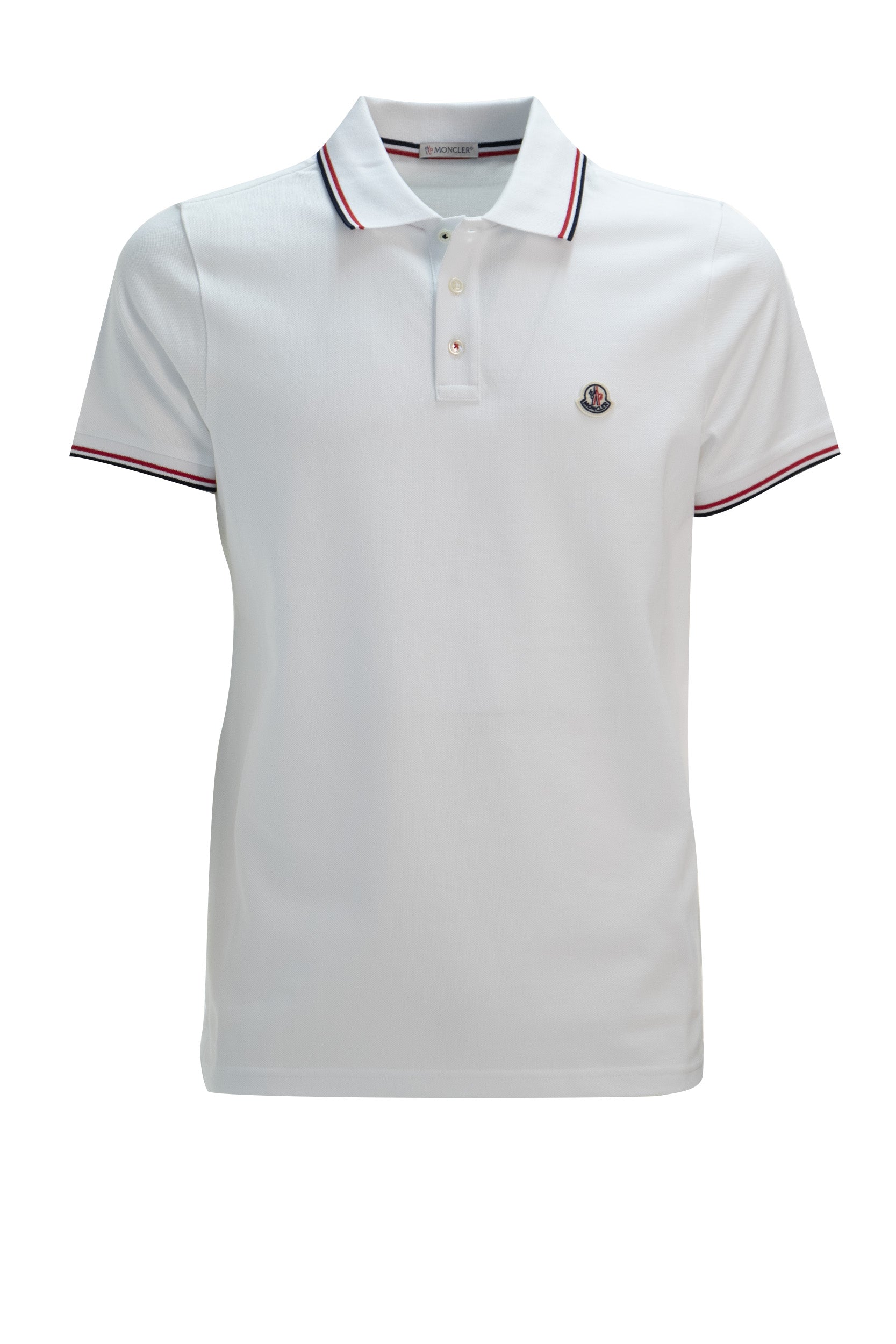 Moncler Polo in piqué di cotone di colore bianco