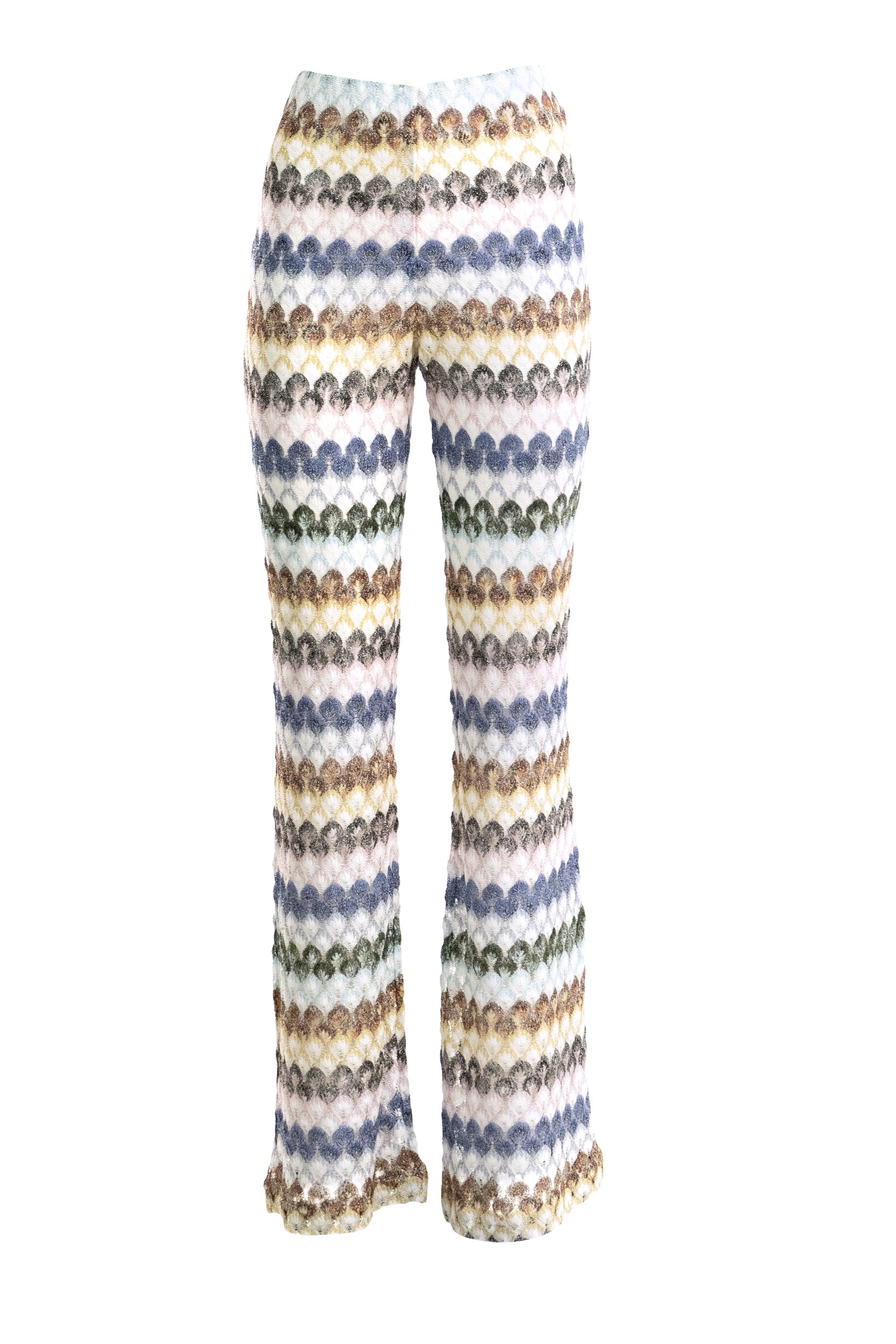 MISSONI Pantaloni in viscosa lamé con motivo pizzo multicolore