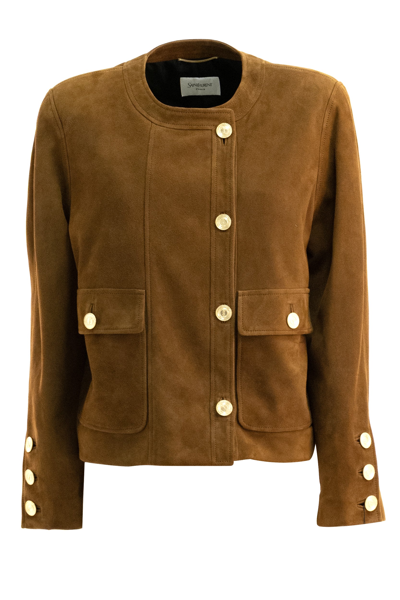 Saint Laurent Giacca Corta in Pelle Scamosciata di Agnello