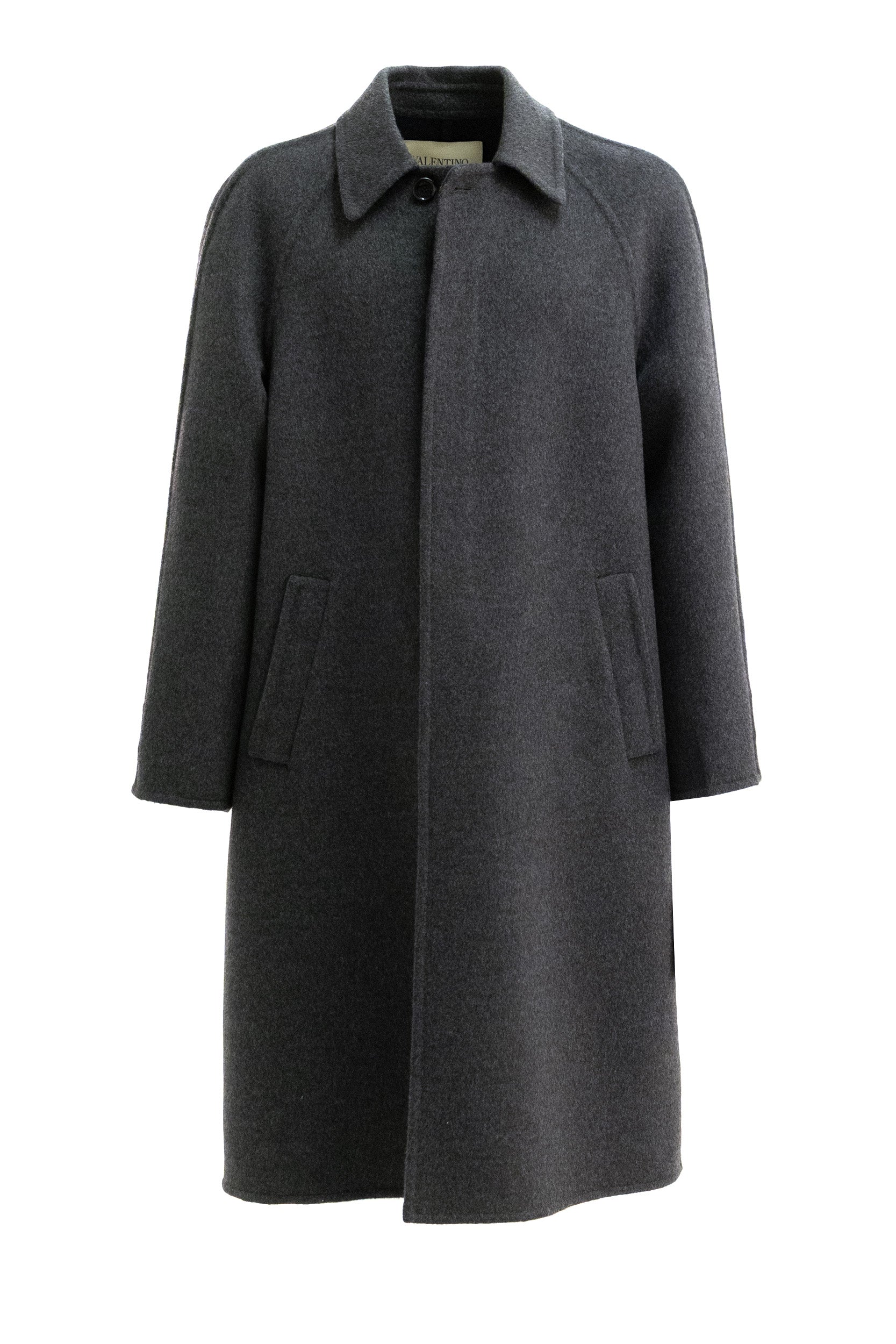 Valentino Garavani Cappotto monopetto in lana di colore grigio