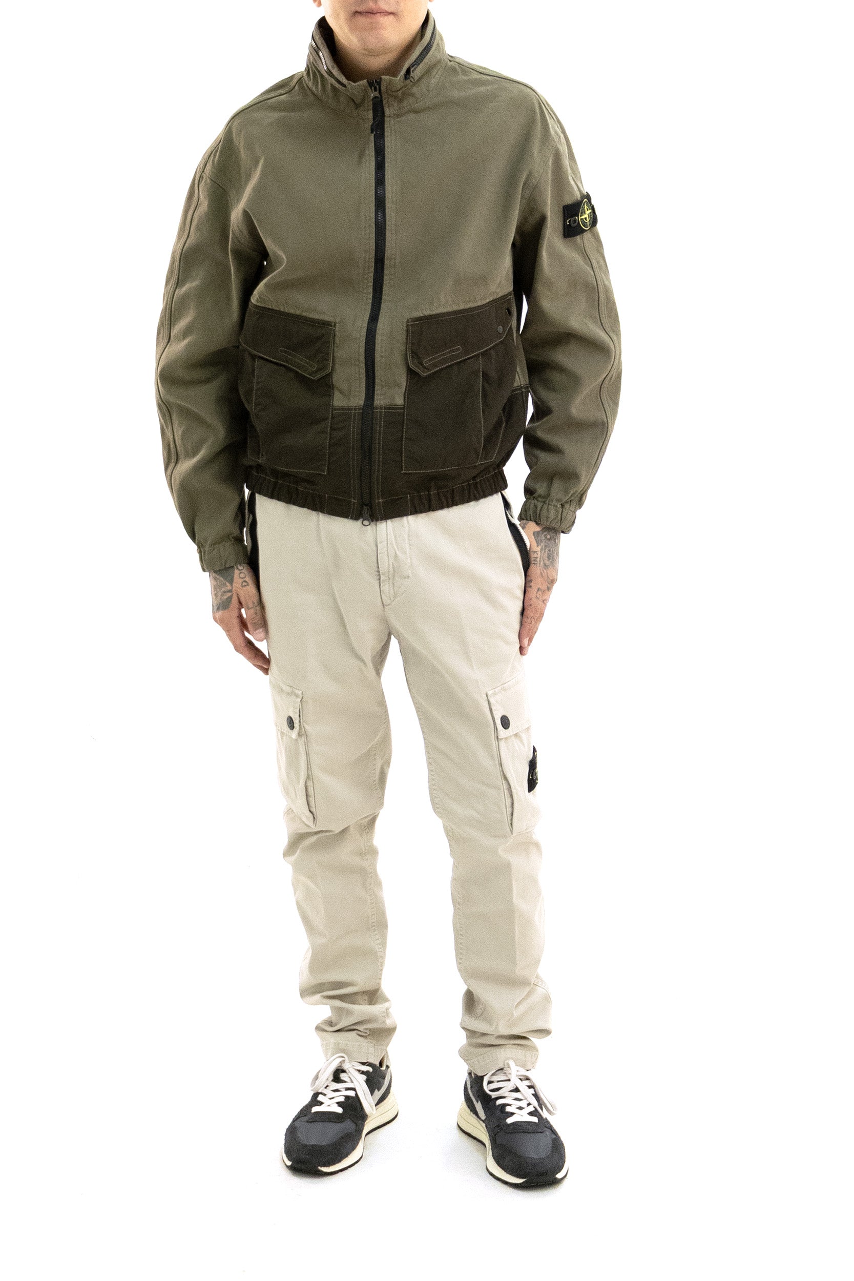 Stone Island Giacca in denim color verde oliva, view 2