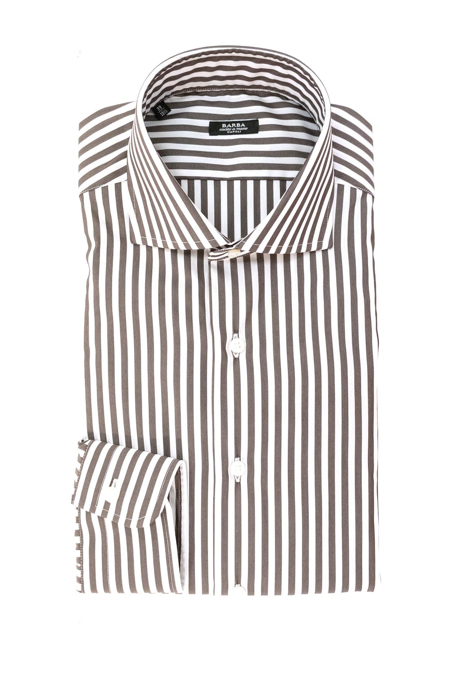 BARBA Camicia in cotone a righe di colore bianco e marrone