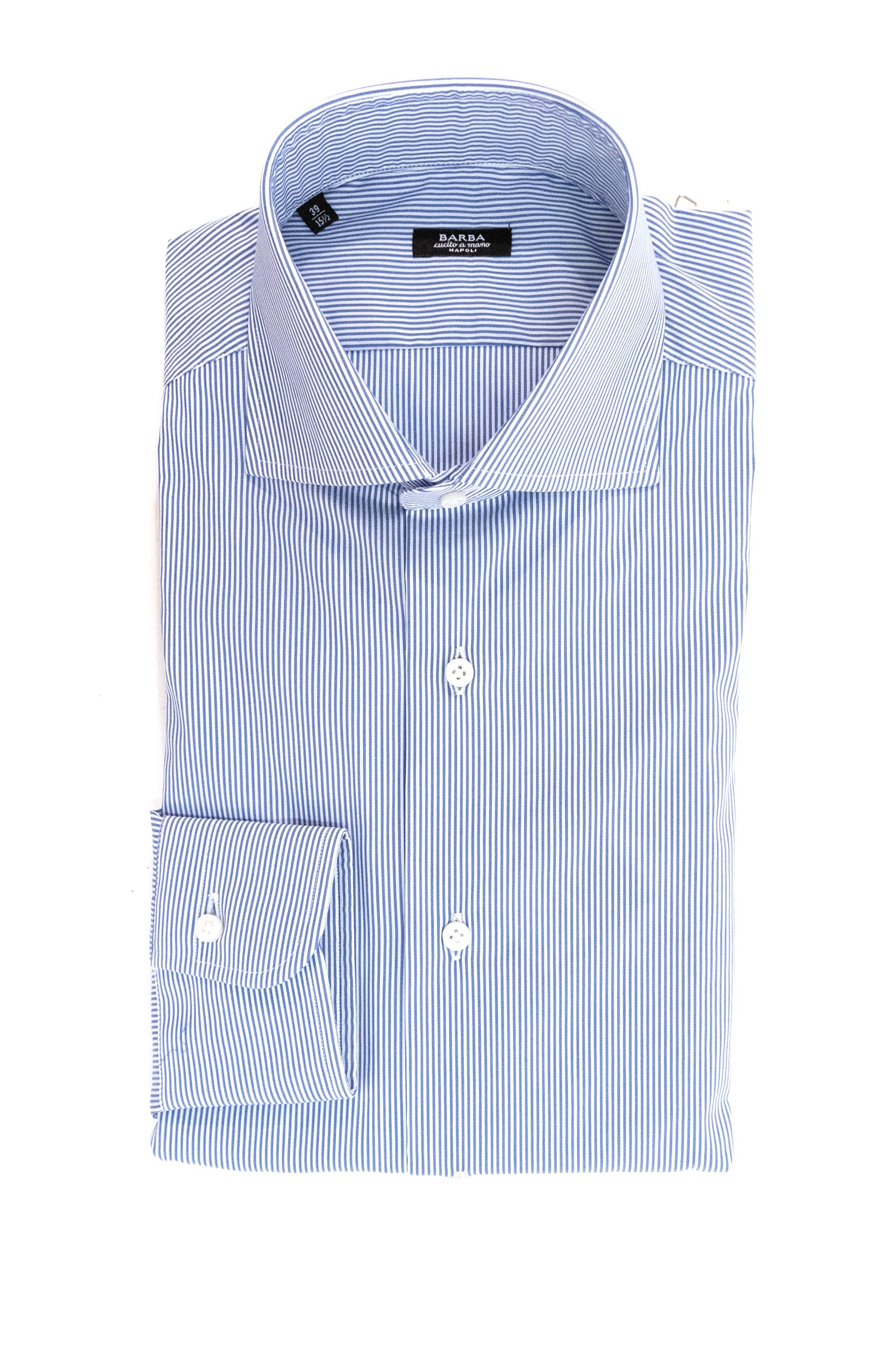 BARBA Camicia in cotone a righe di colore bianco e blu