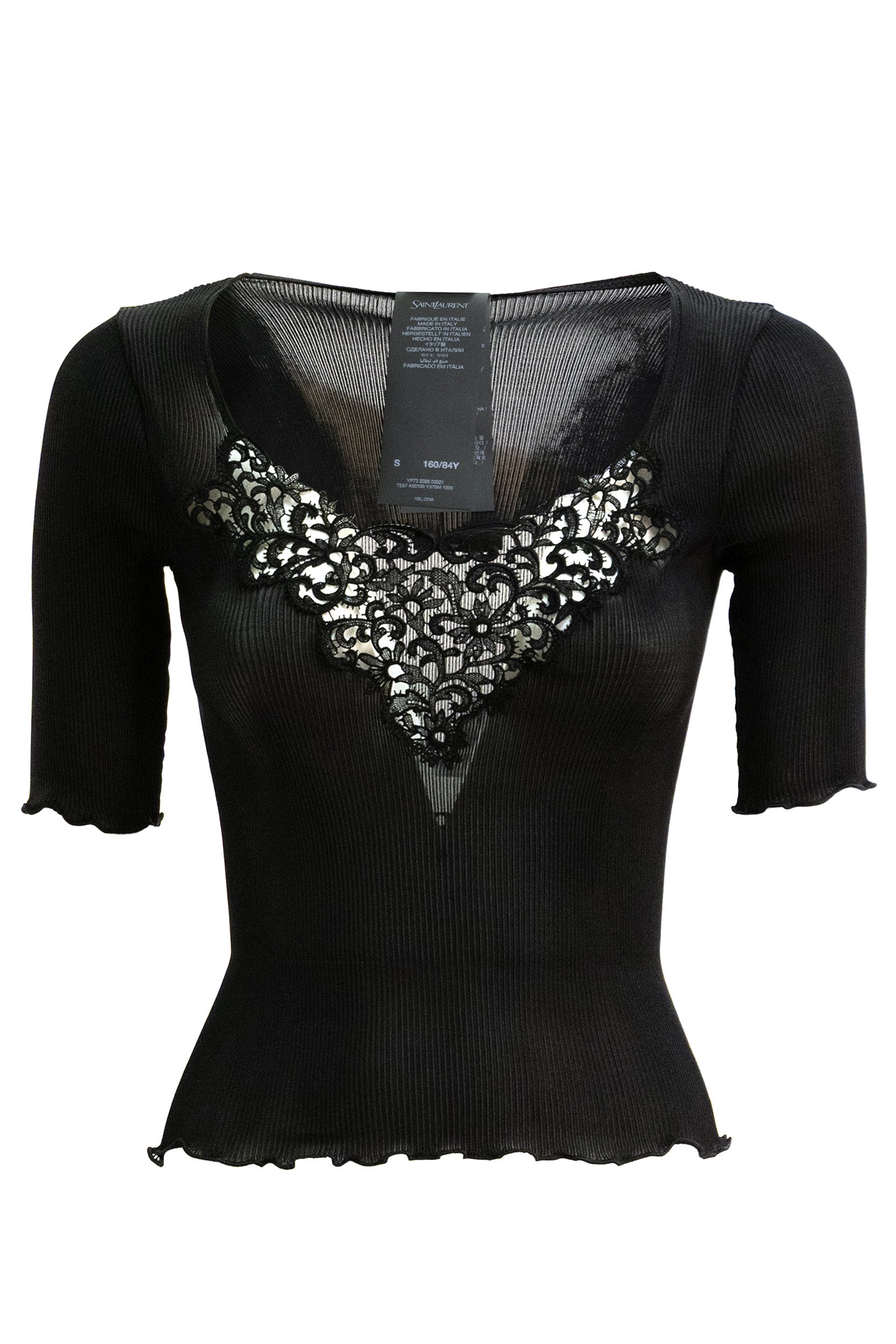 Saint Laurent Top Guipure in Seta a Coste