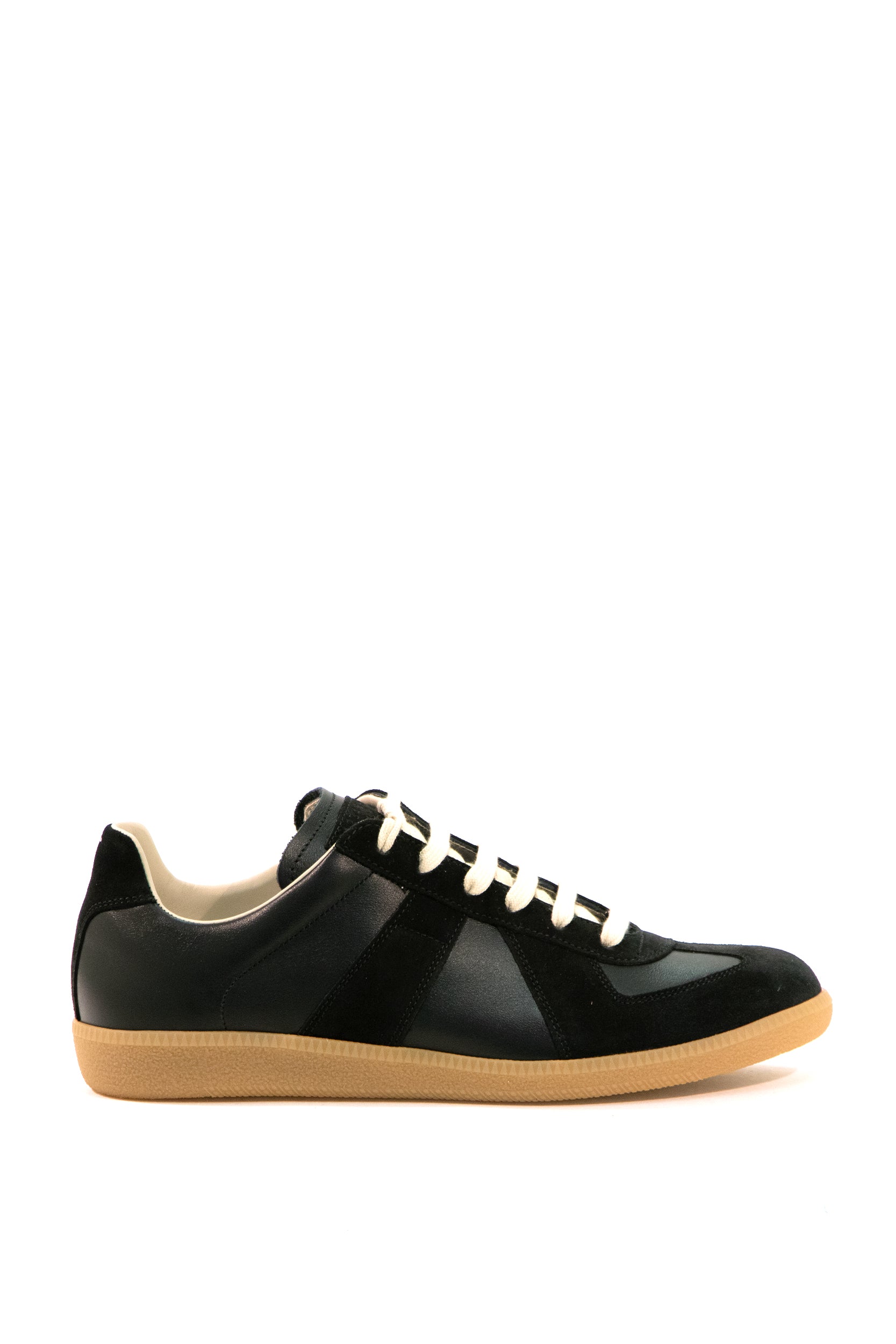 Maison Margiela Sneakers Replica low-top in pelle liscia e suede color nero