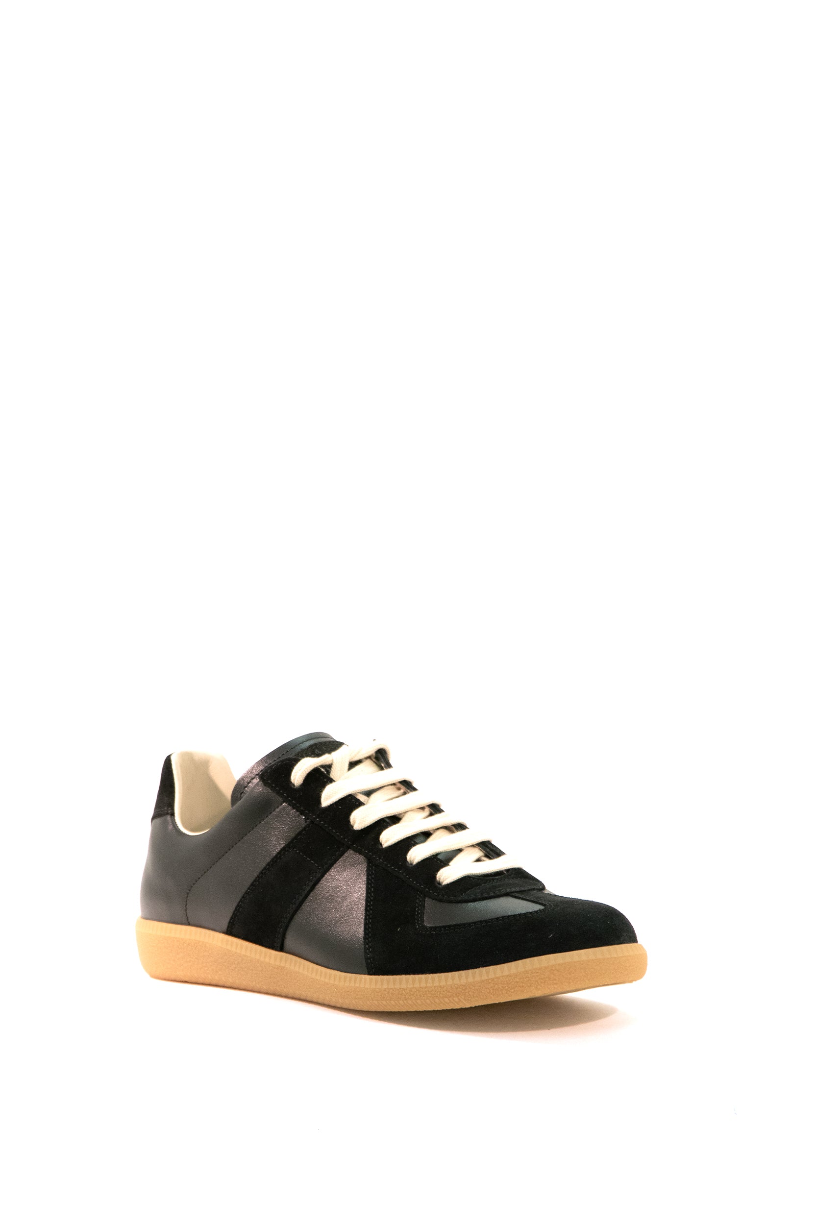 Maison Margiela Sneakers Replica low-top in pelle liscia e suede color nero, view 2