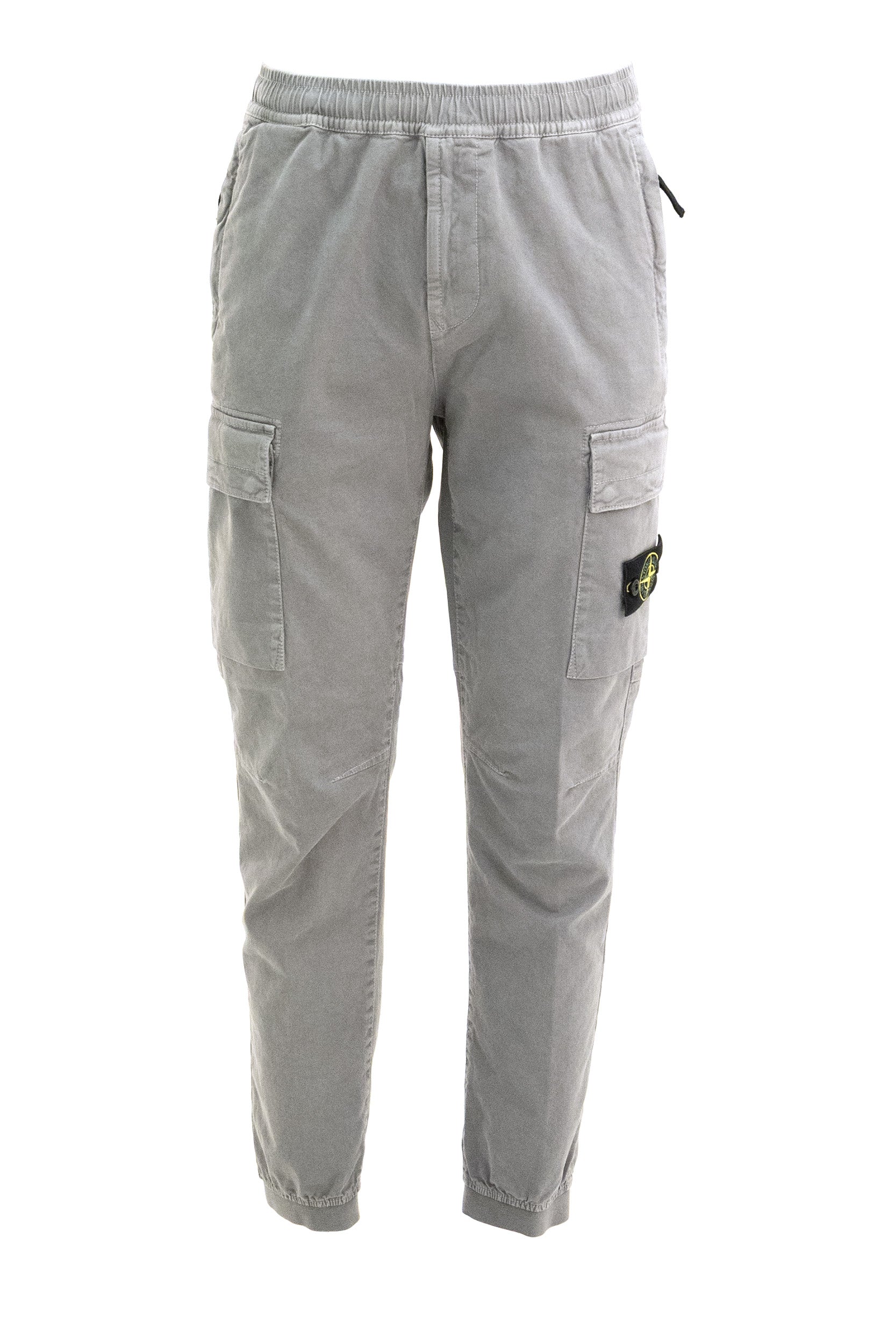 Stone Island Pantalone Jogger Cargo in Raso di Cotone e Lana
