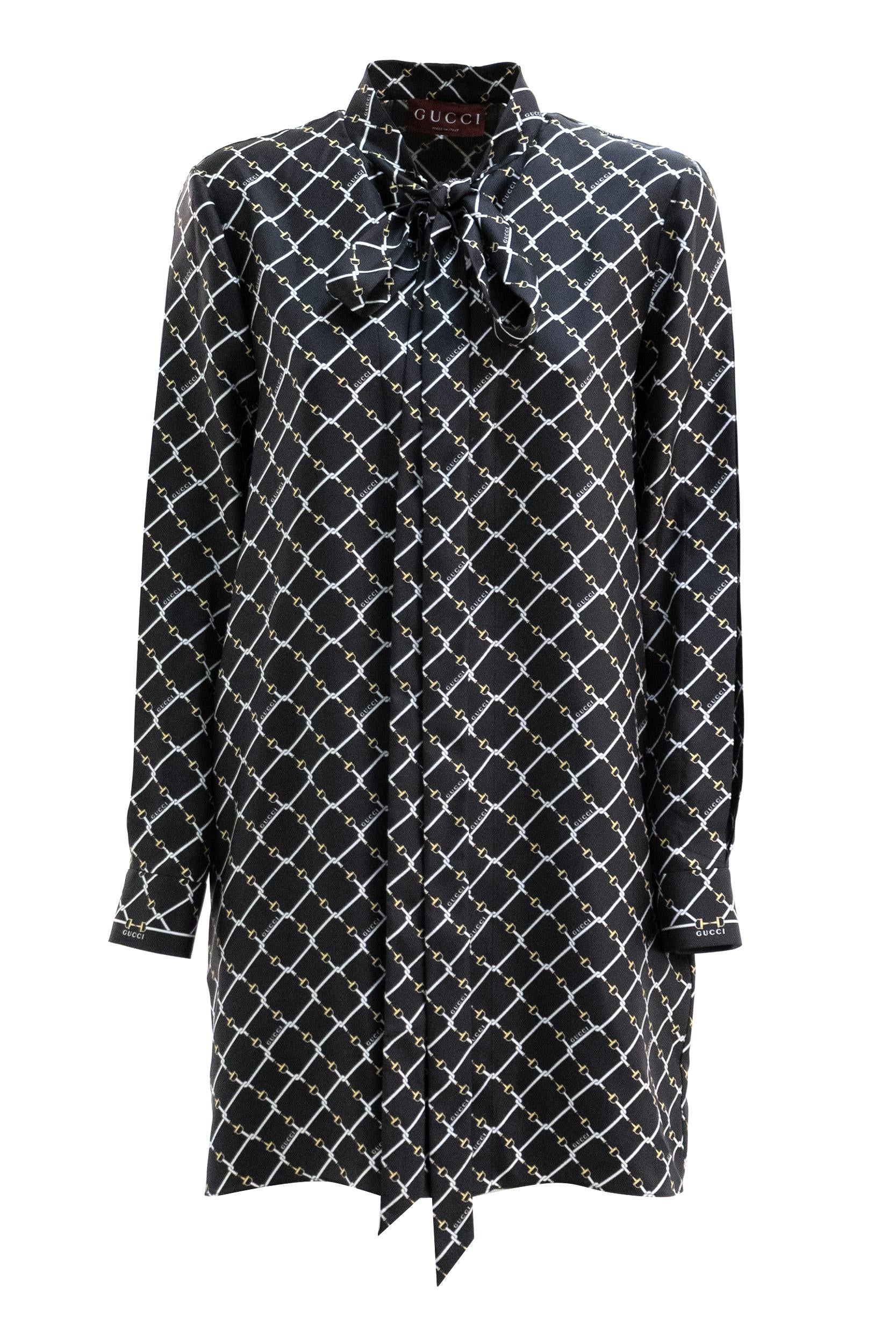 Gucci Abito mini in twill di seta di colore nero