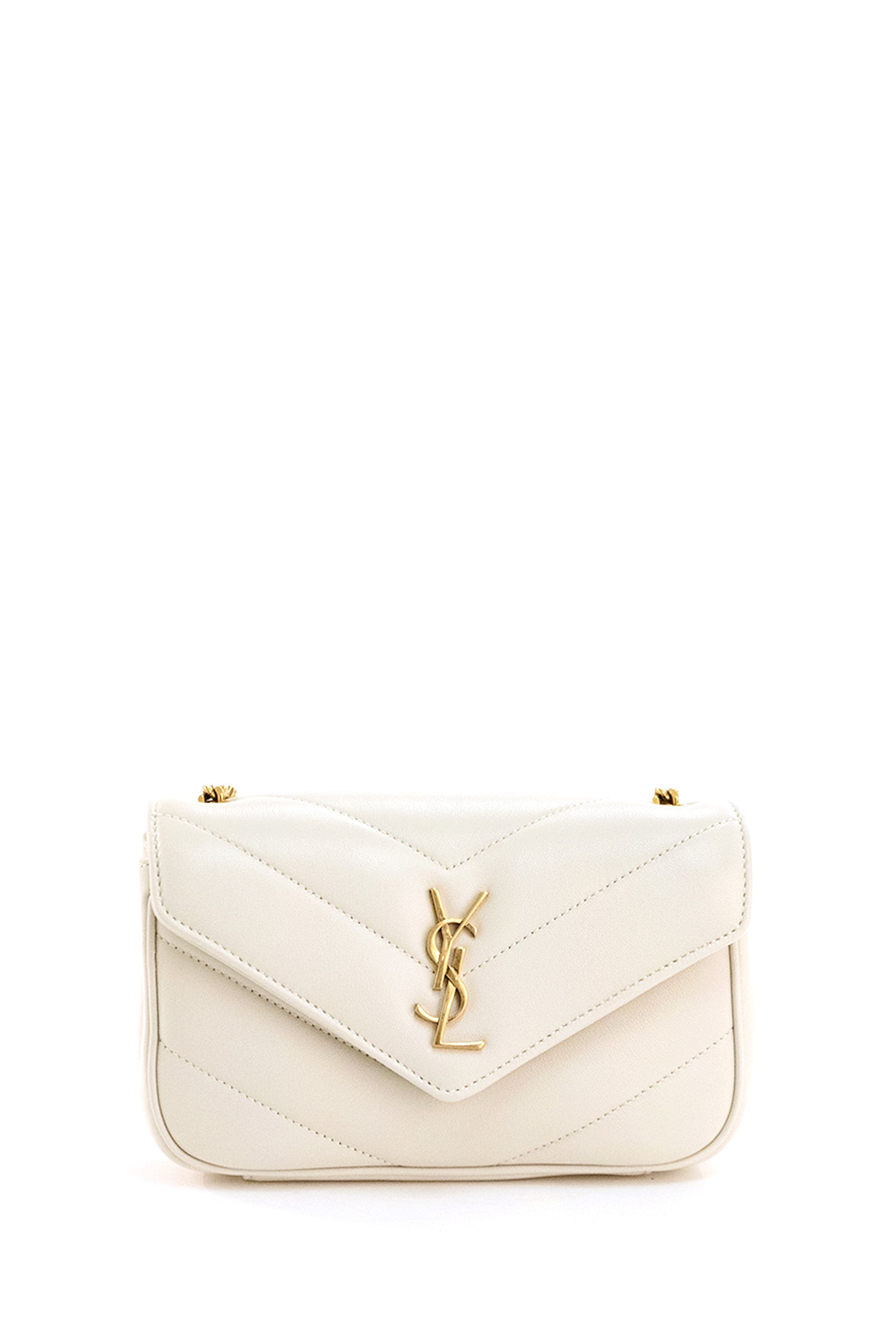 Saint Laurent Borsa Loulou Mini in nappa matelassè color avorio