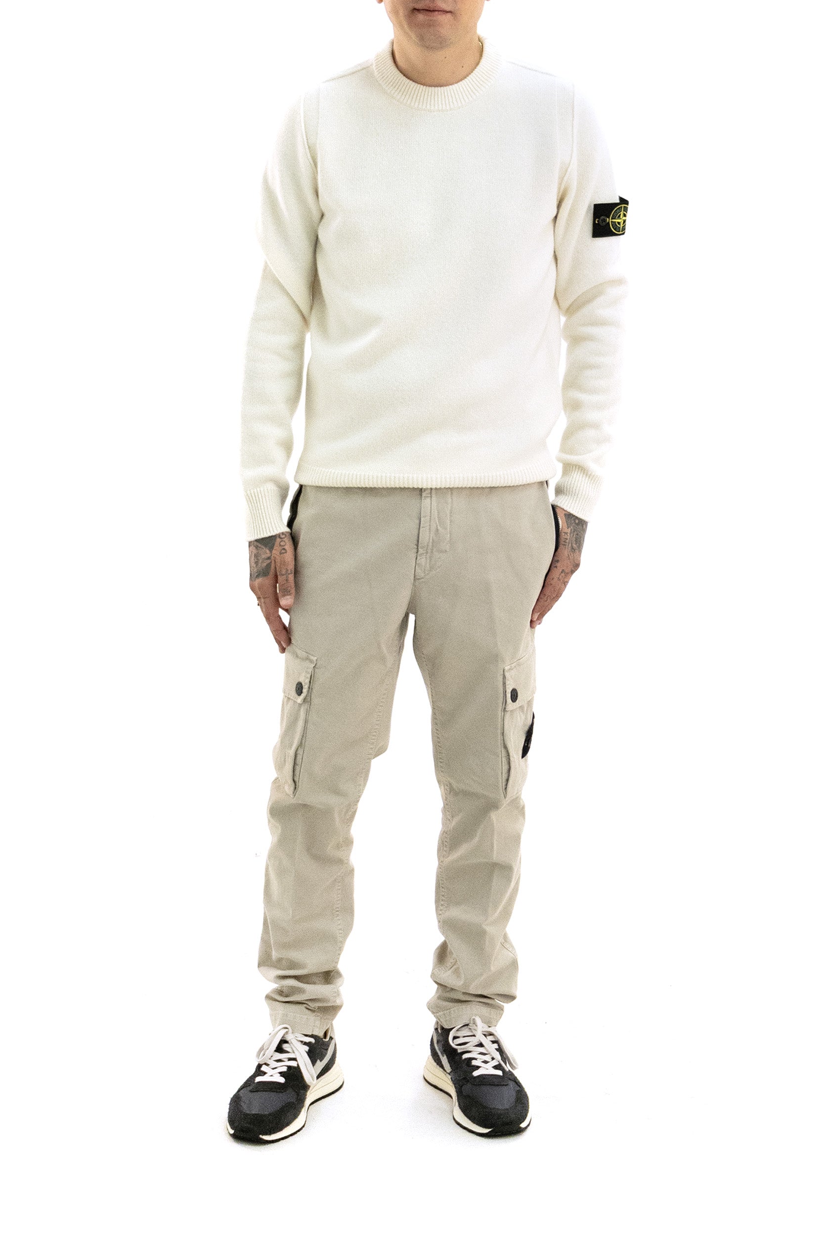 Stone Island Pantalone Cargo in Twill di Cotone Stretch, view 2