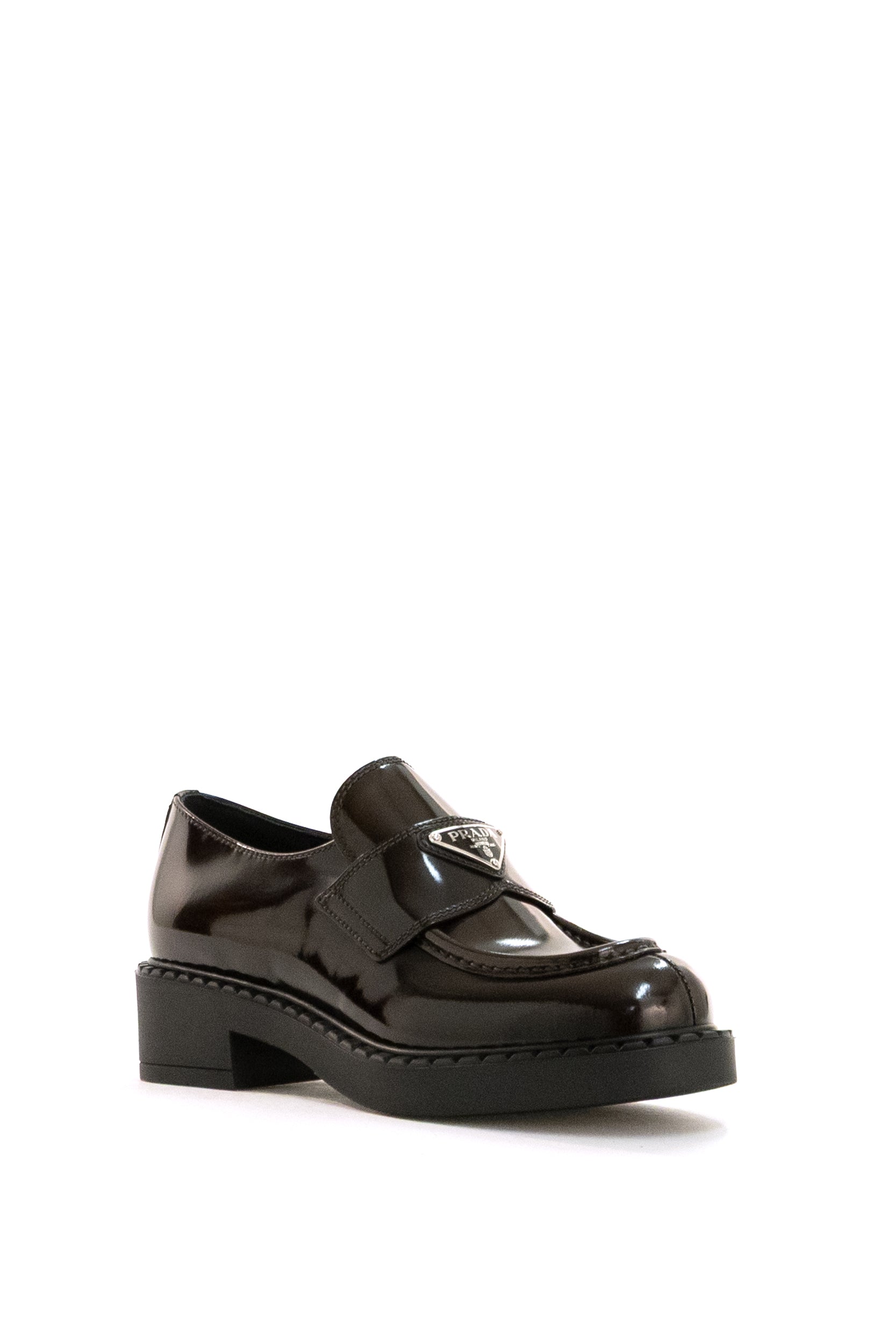 Prada Mocassini Chocolate in pelle spazzolata color marrone, view 2