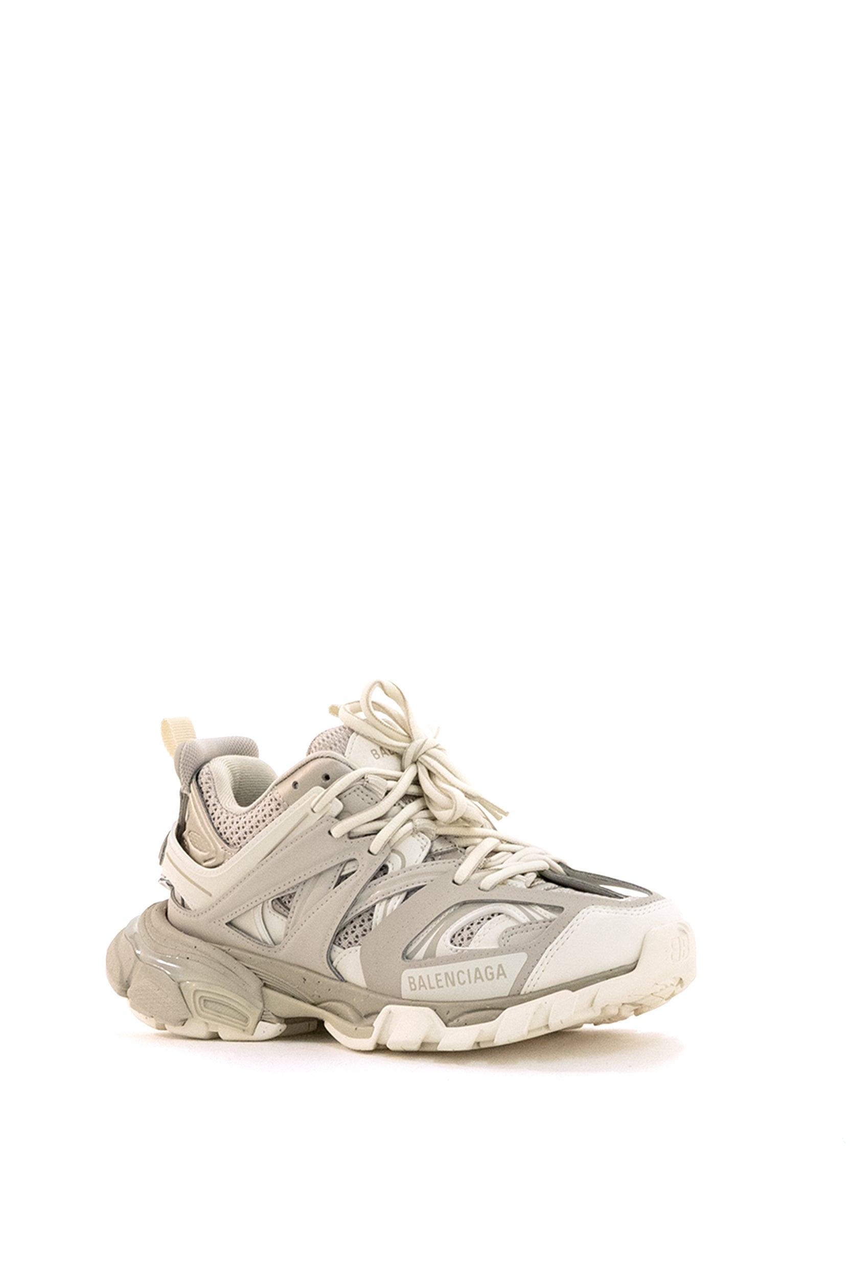 Balenciaga Sneakers Track in ecopelle, gomma e mesh color grigio tortora, view 2