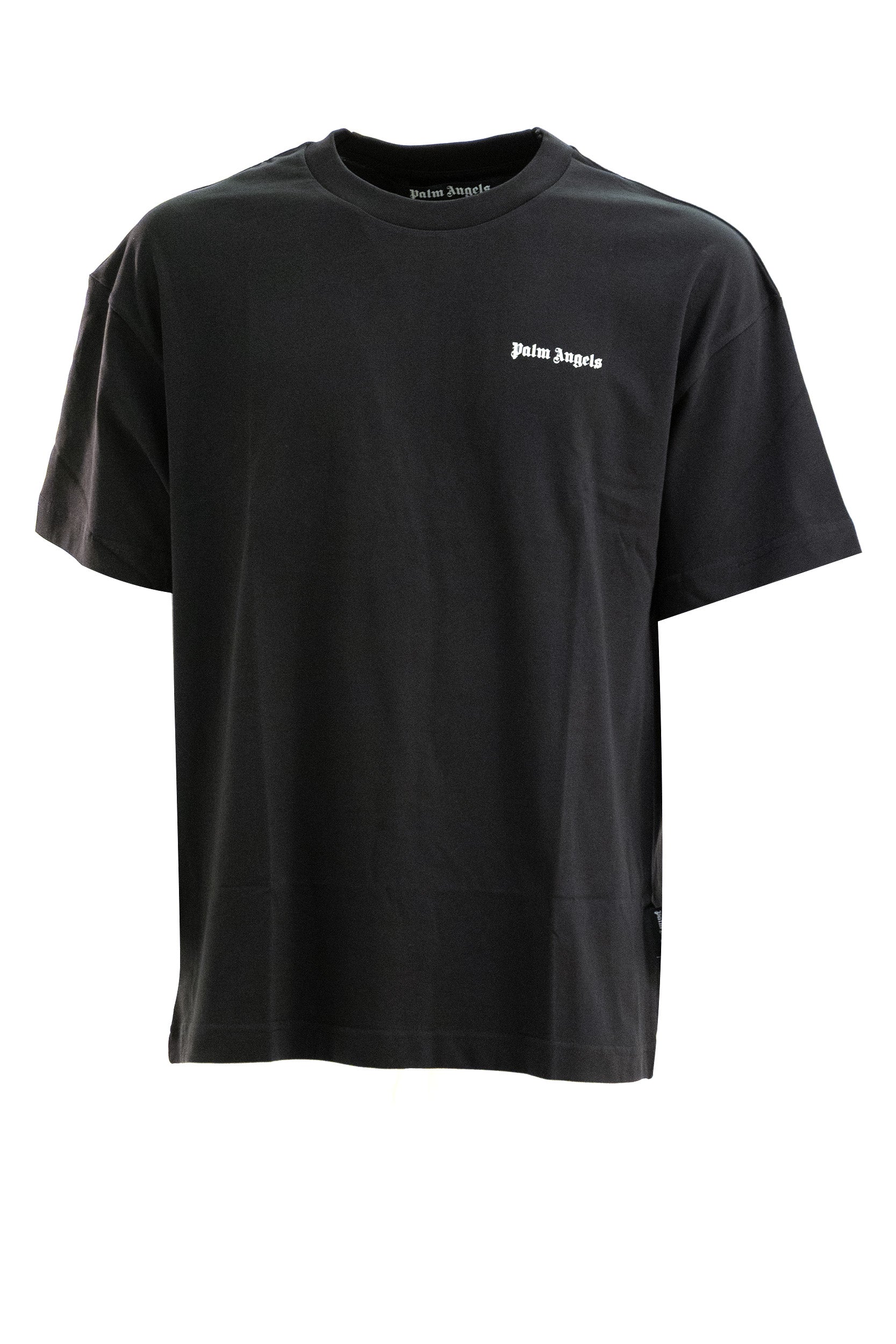 Palm Angels T-shirt in cotone di colore nero con logo stampato
