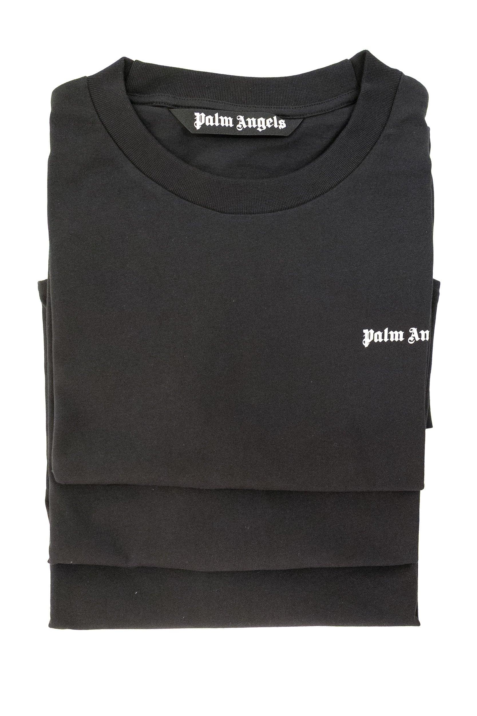 Palm Angels T-shirt in cotone di colore nero con logo stampato, view 2