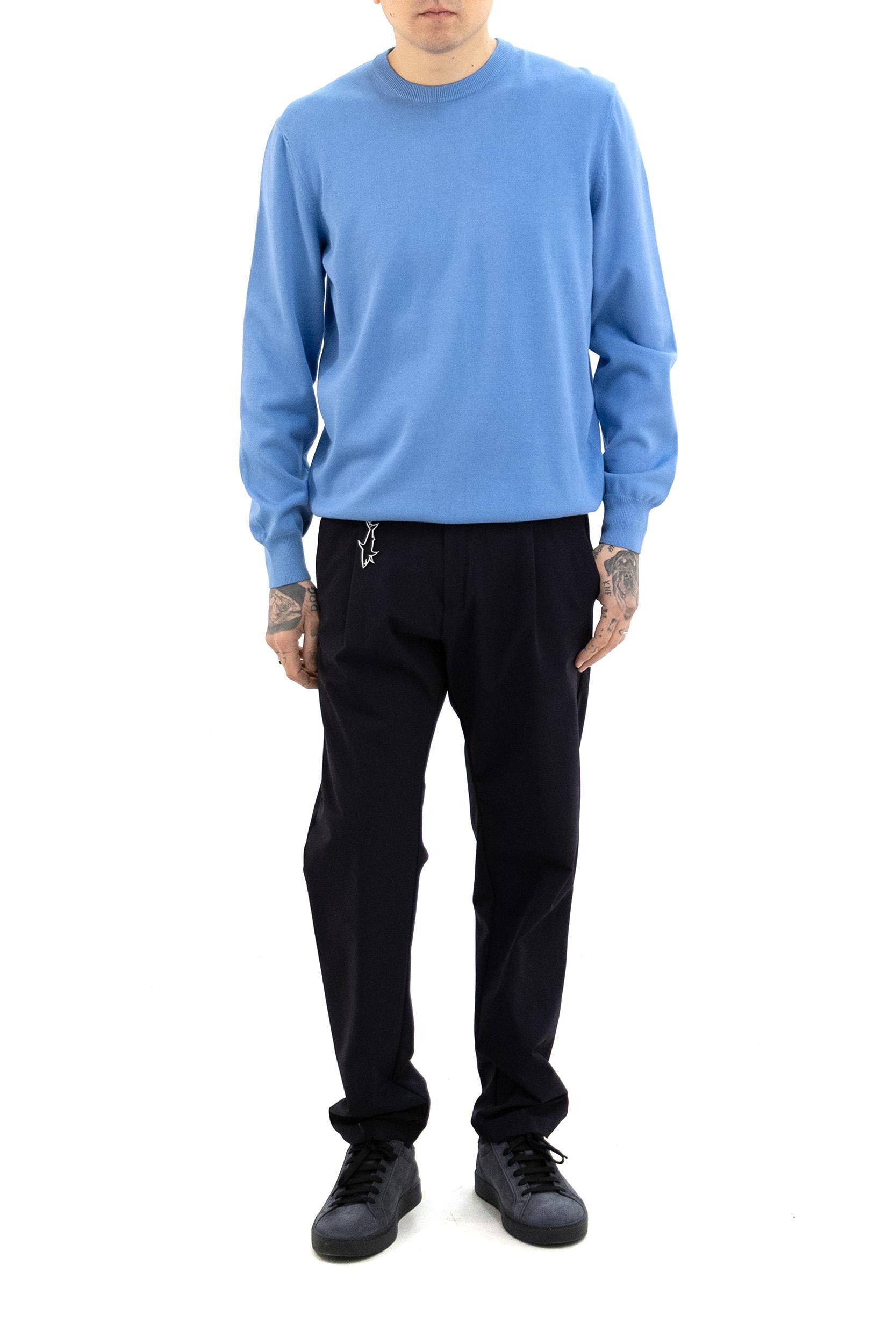 PAUL & SHARK Pullover in cotone di colore azzurro, view 2
