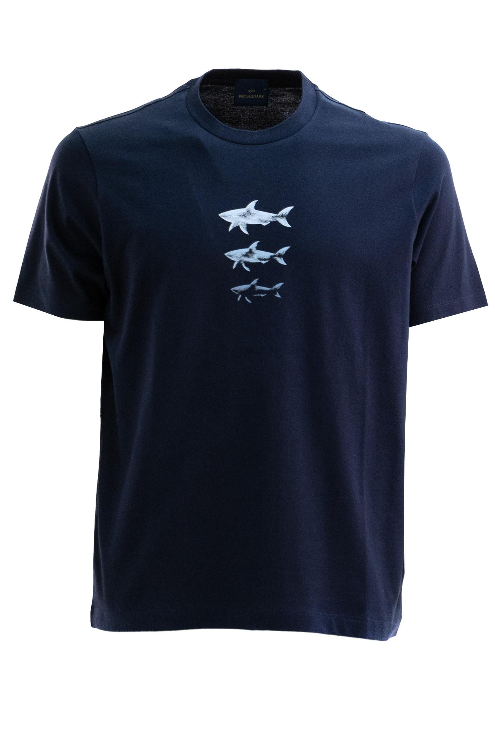 PAUL & SHARK T-shirt in jersey di cotone di colore blu