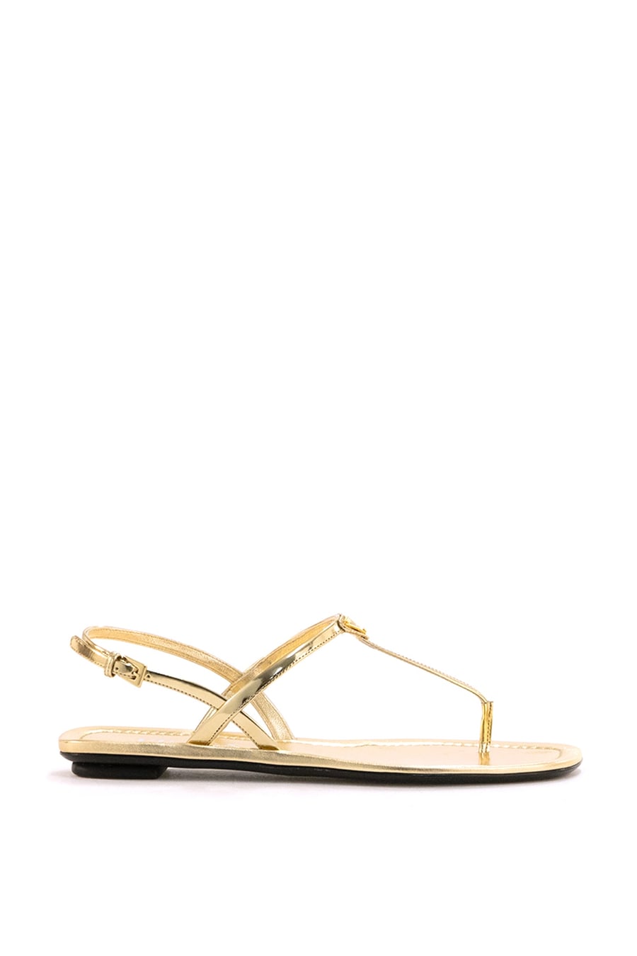 Prada Sandali infradito in pelle verniciata color platino