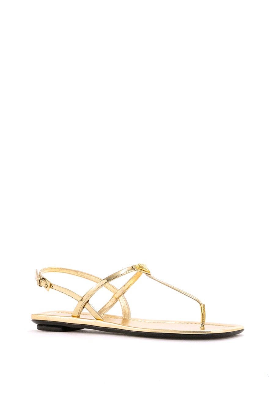 Prada Sandali infradito in pelle verniciata color platino, view 2