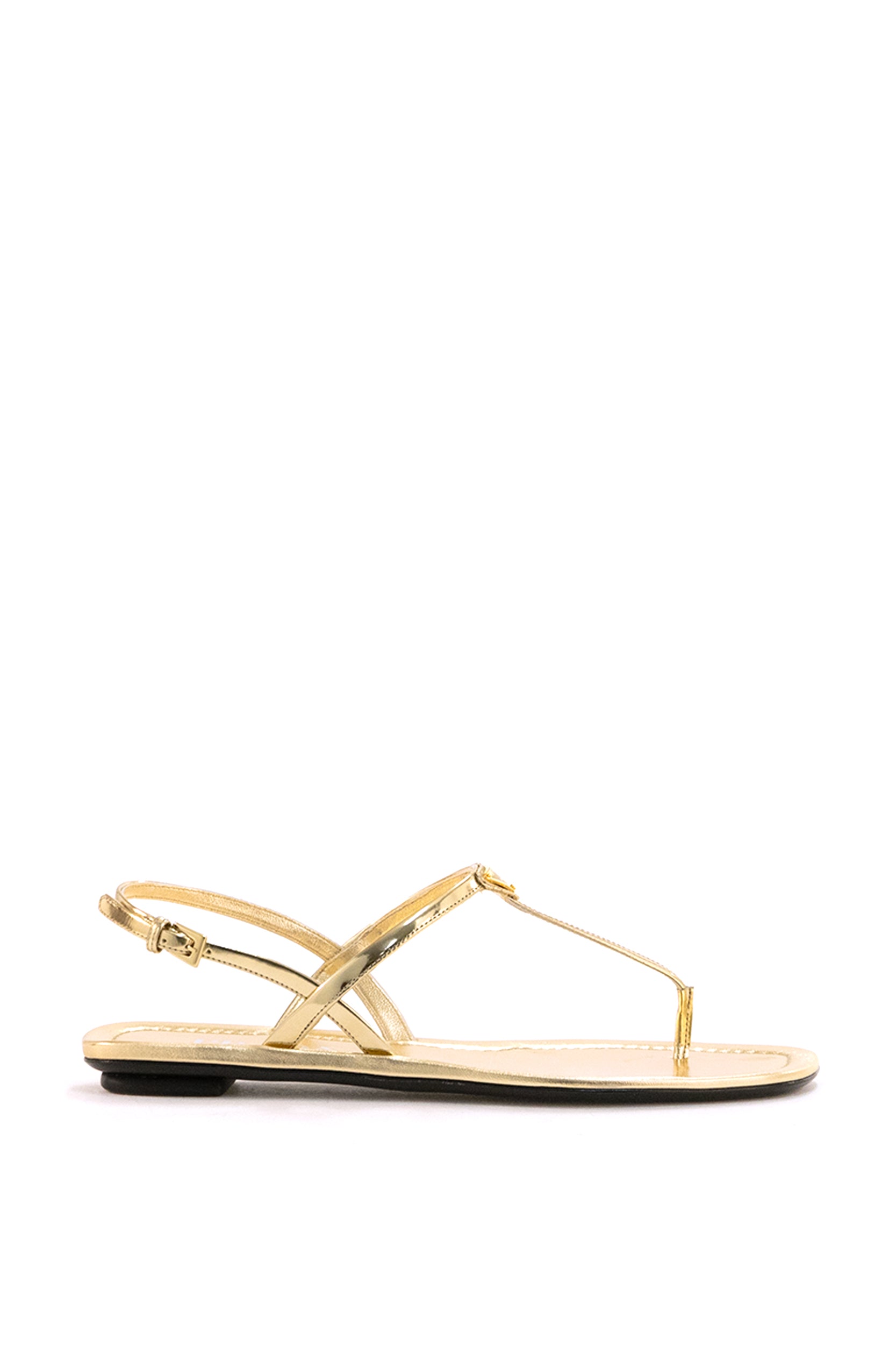 Prada Sandali infradito in pelle verniciata color platino