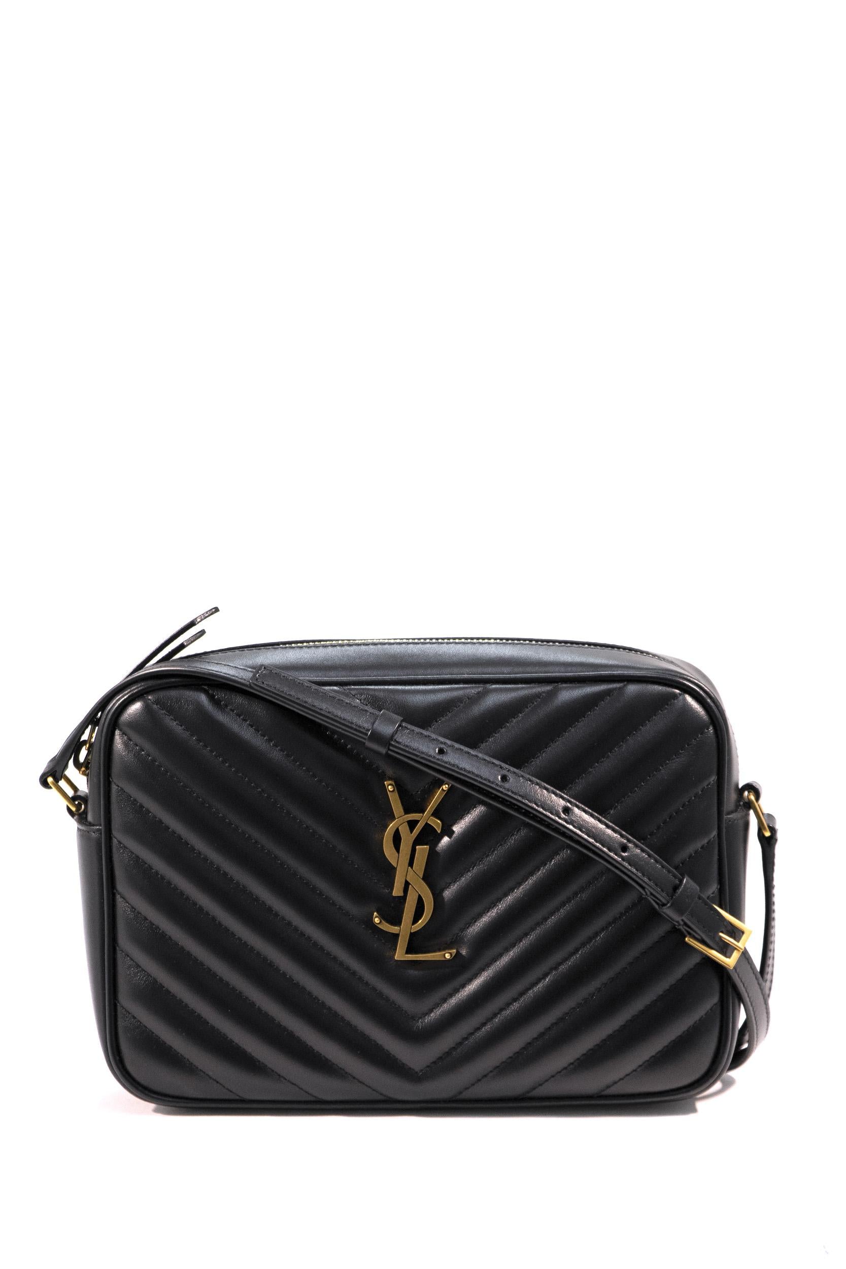 Saint Laurent Borsa camera bag Lou in pelle matelassè di colore nero