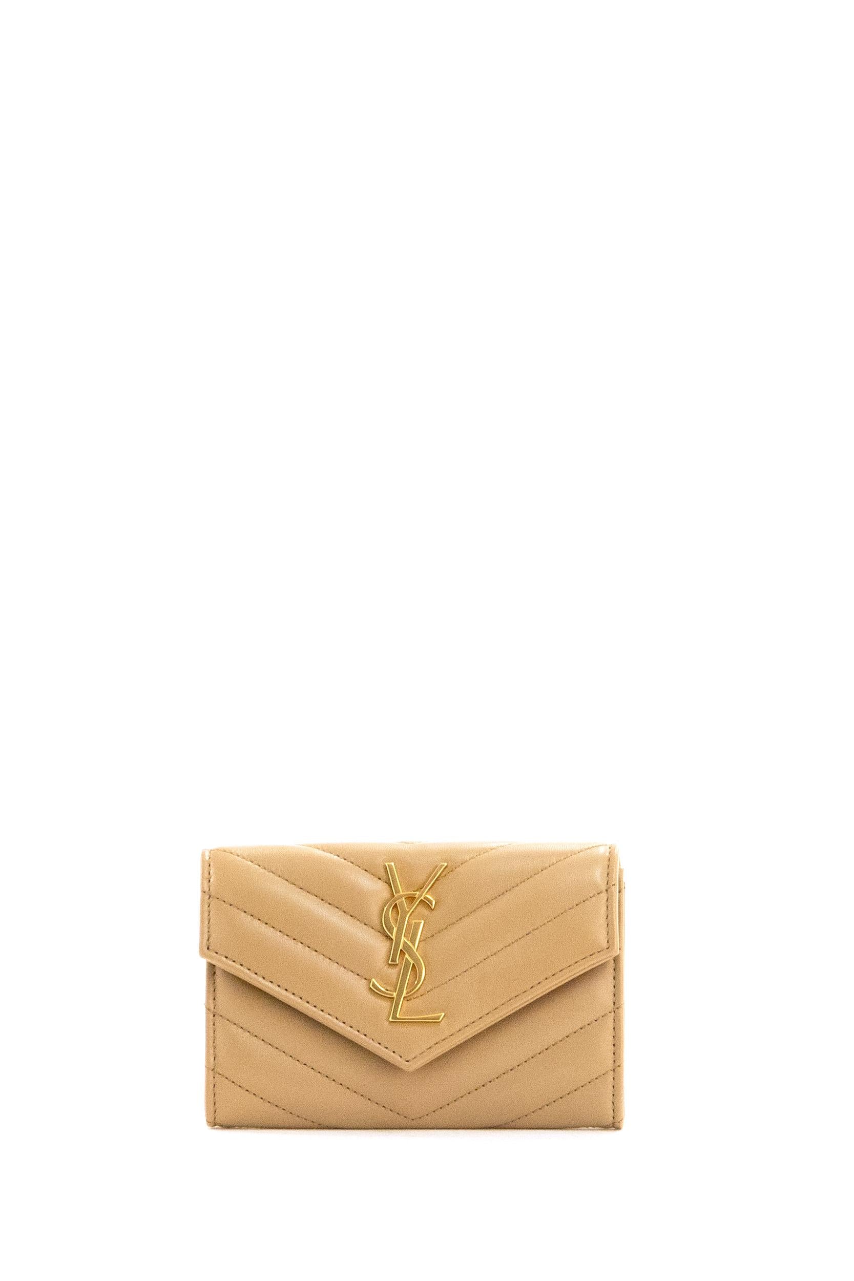 Saint Laurent Portafoglio Cassandre in pelle matelassé color rosa cipria