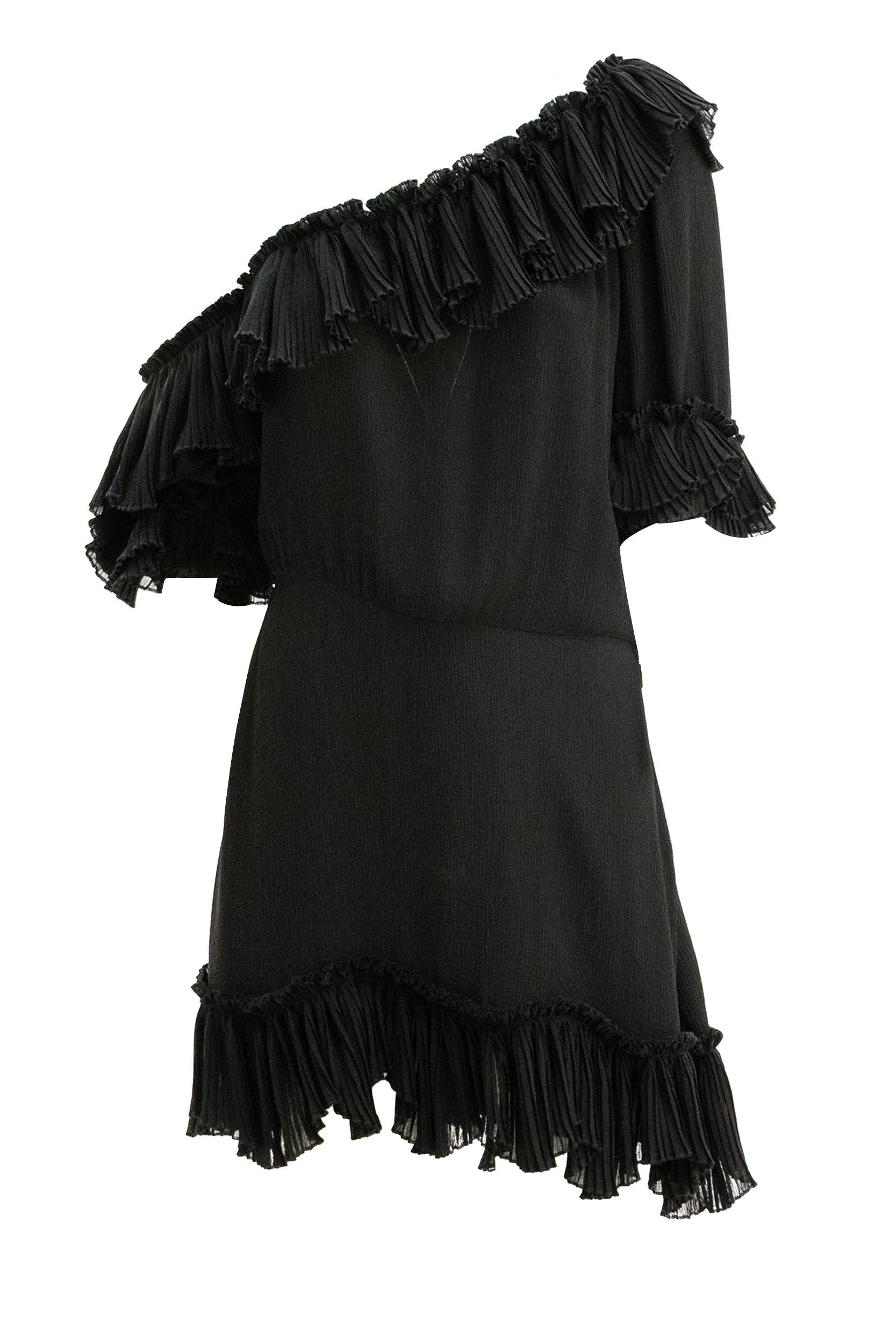 Saint Laurent Abito in mussola di crêpe di seta di colore nero
