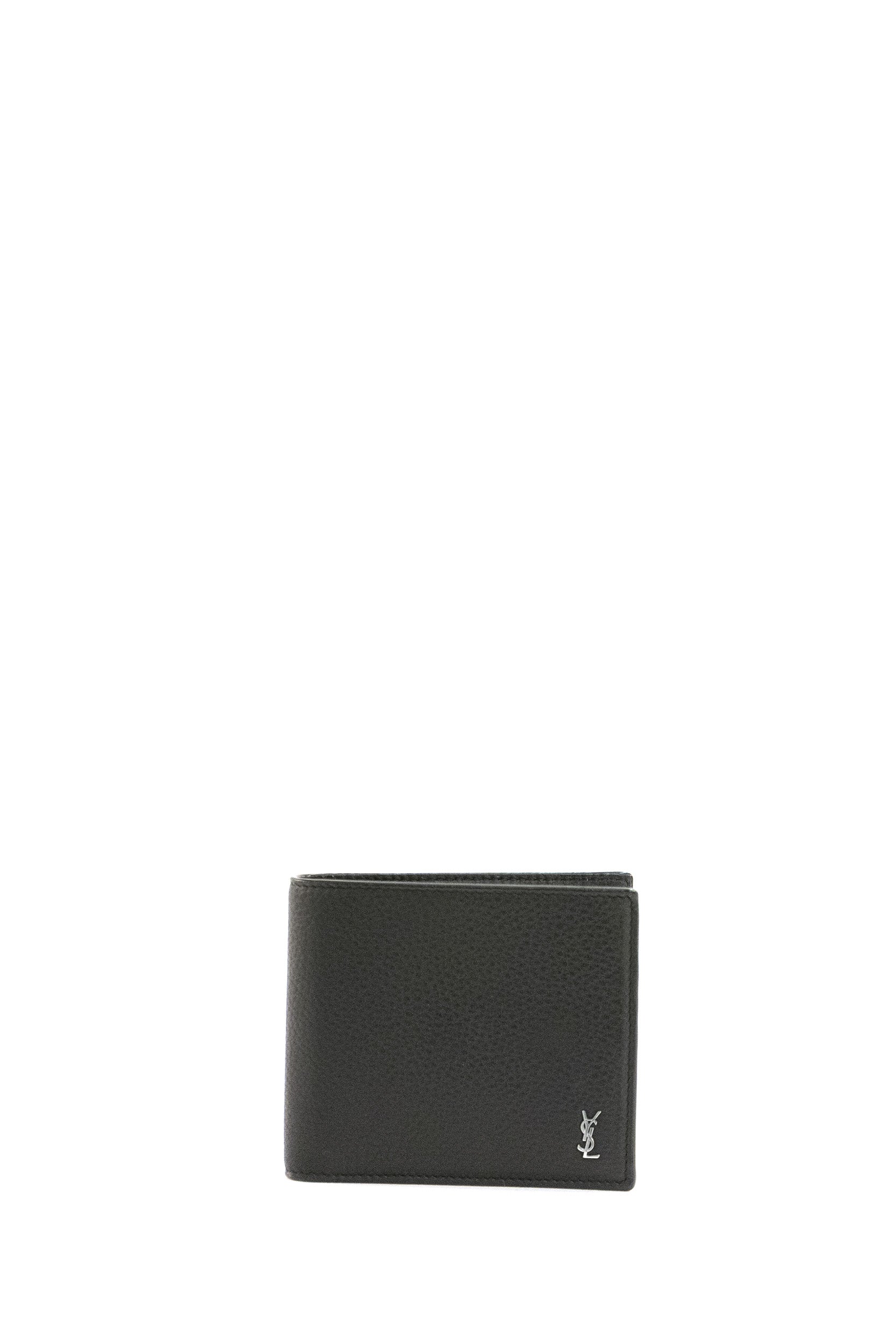 Saint Laurent Portafoglio East/West  Tiny in pelle martellata di colorenero