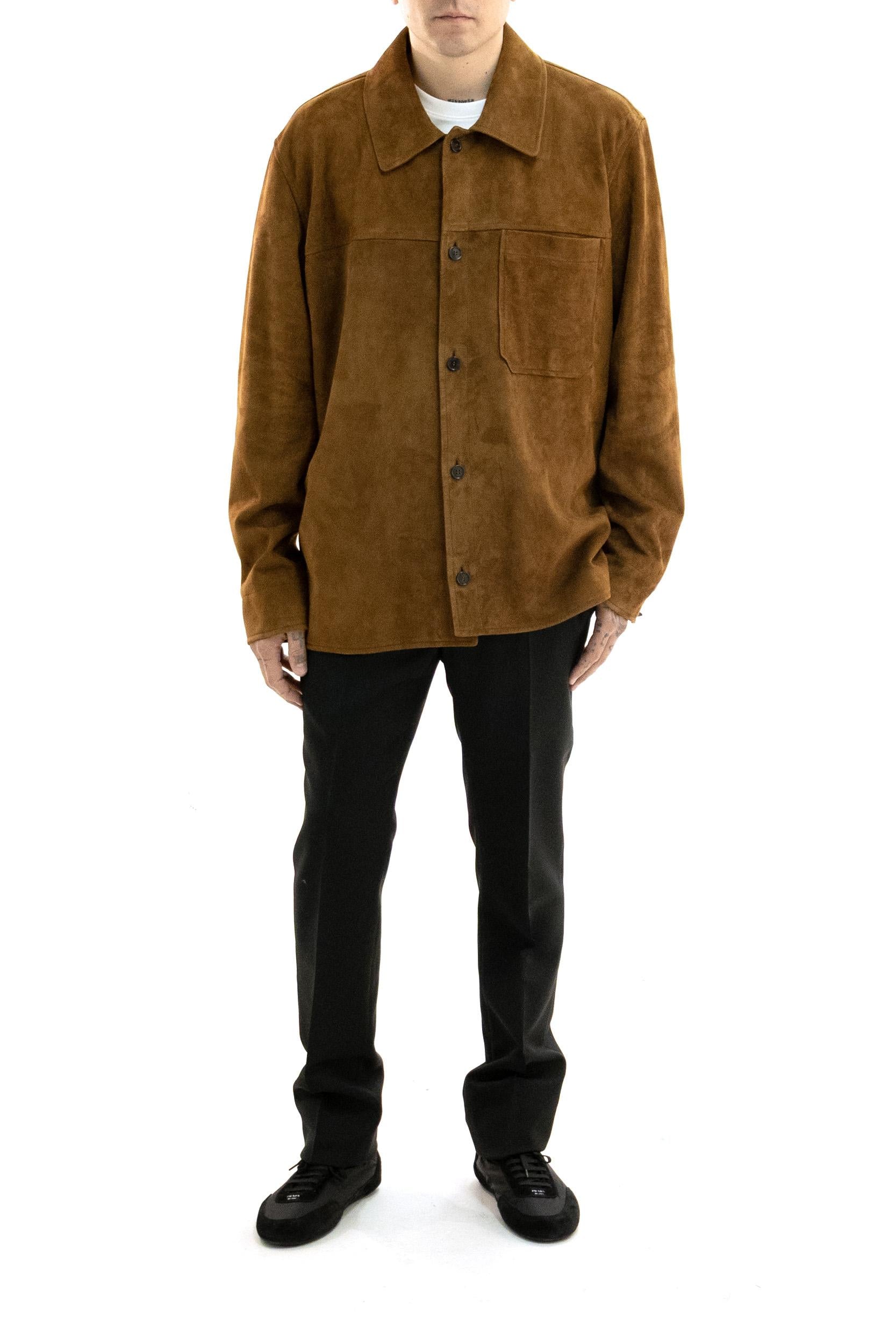 Saint Laurent Overshirt in suede di colore marrone, view 2