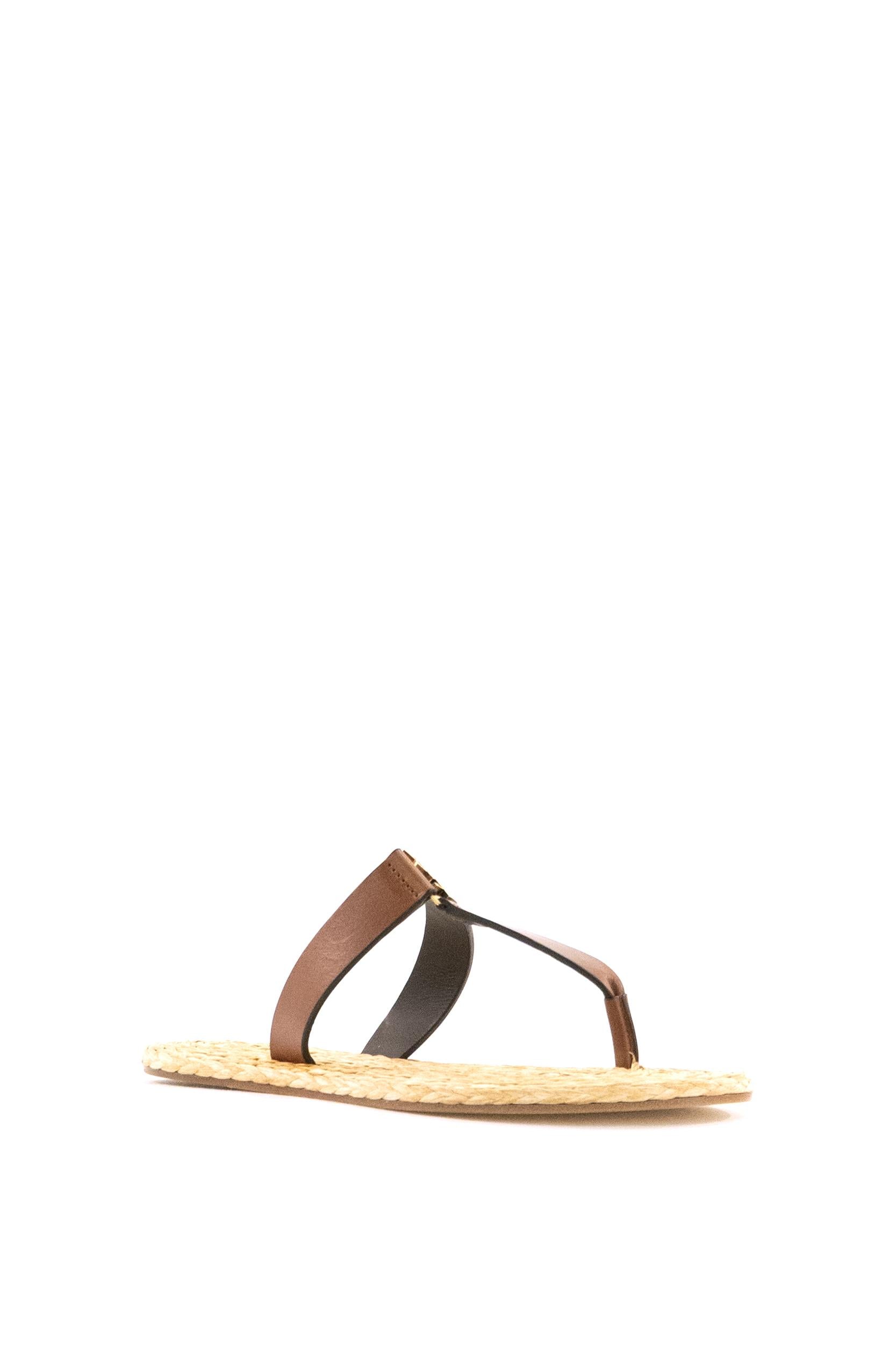 Saint Laurent Sandali infradito Babylone in pelle di colore marrone, view 2