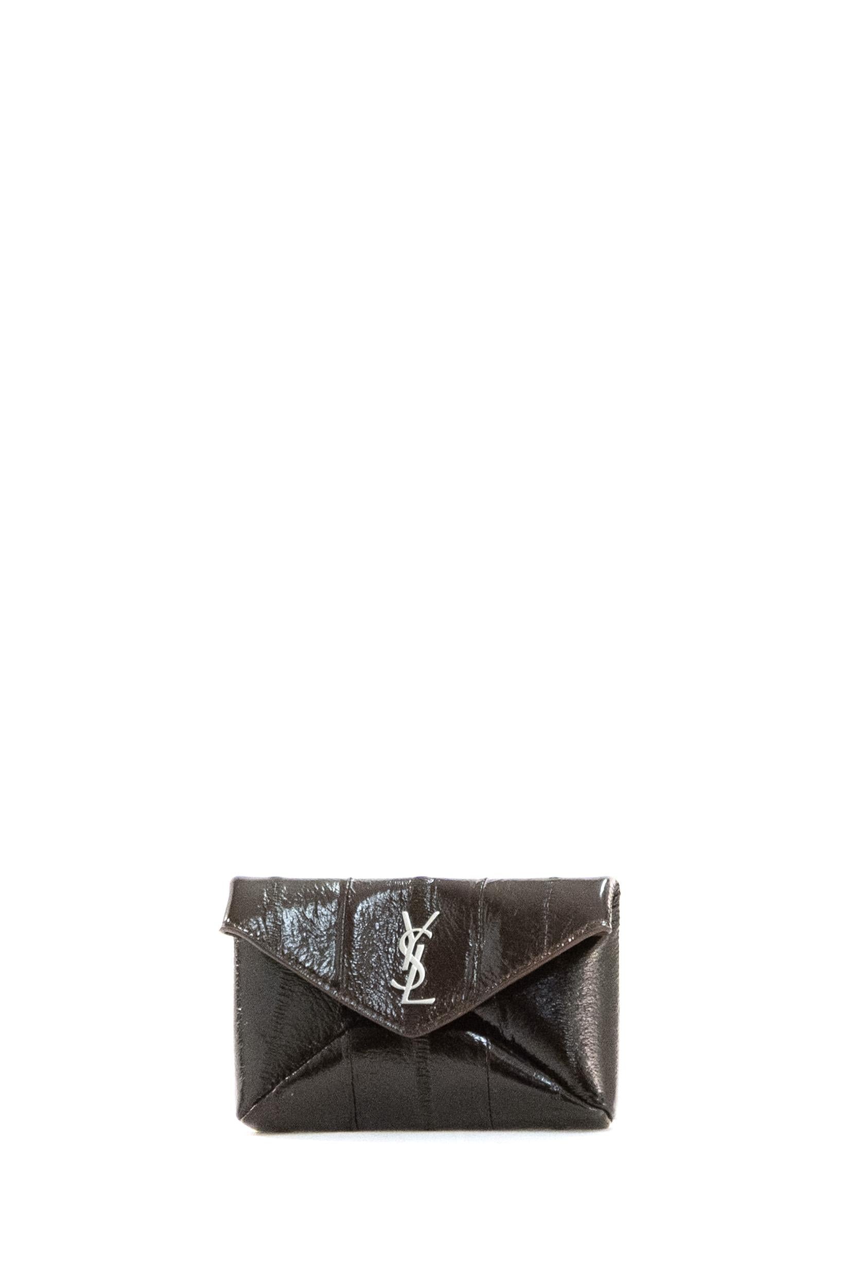 Saint Laurent Porta carte in anguilla di colore marrone